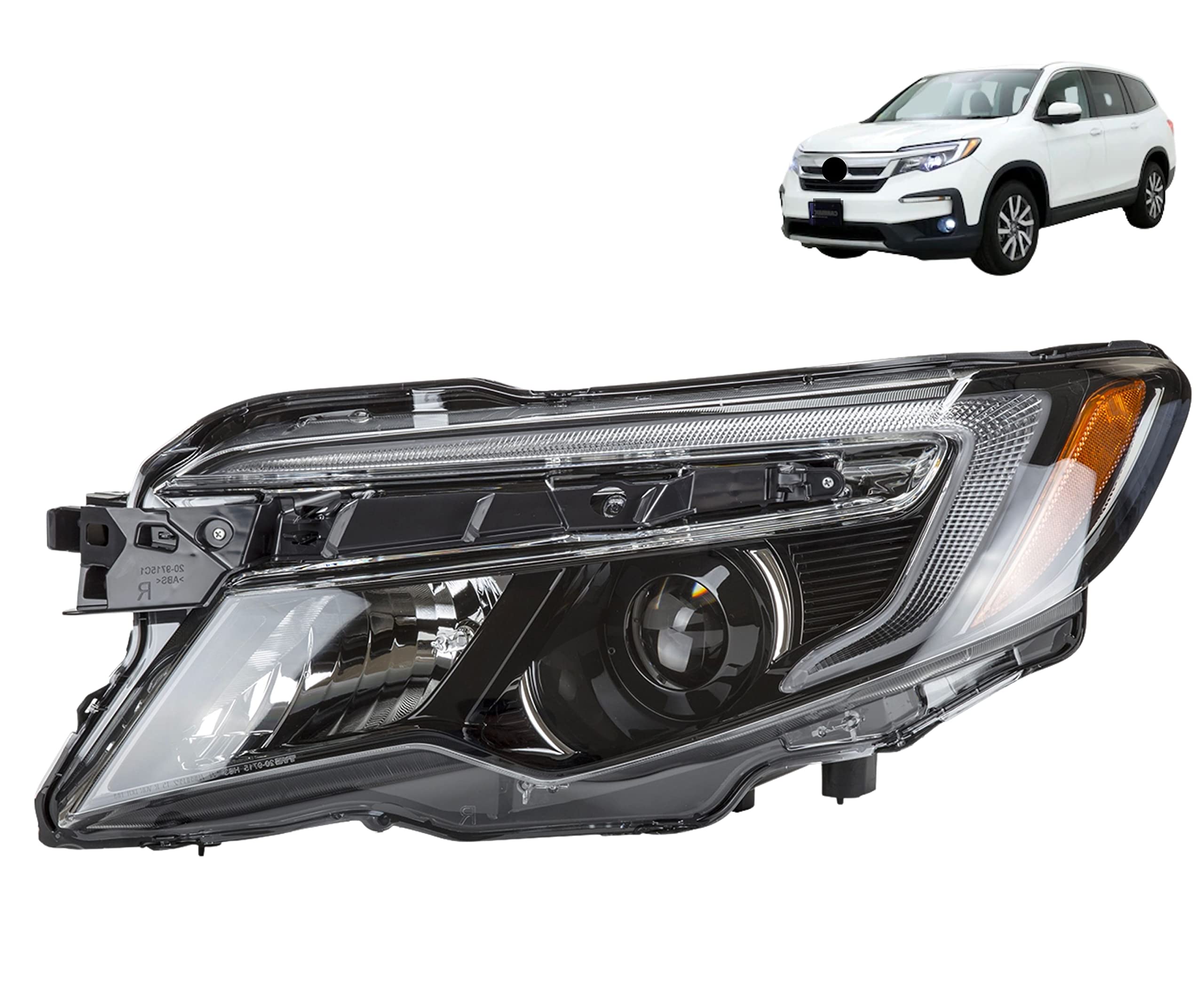 Led&Halogen Headlight Compatible With Honda 2019-2021 Passport,Pilot Lx Ex 2017-2020 Ridgeline, 2019-2022 Pilot Ex-L 2021-2022 S.Edition 2016-2018 E.Touring 2022 Trail S Left/Driver Side