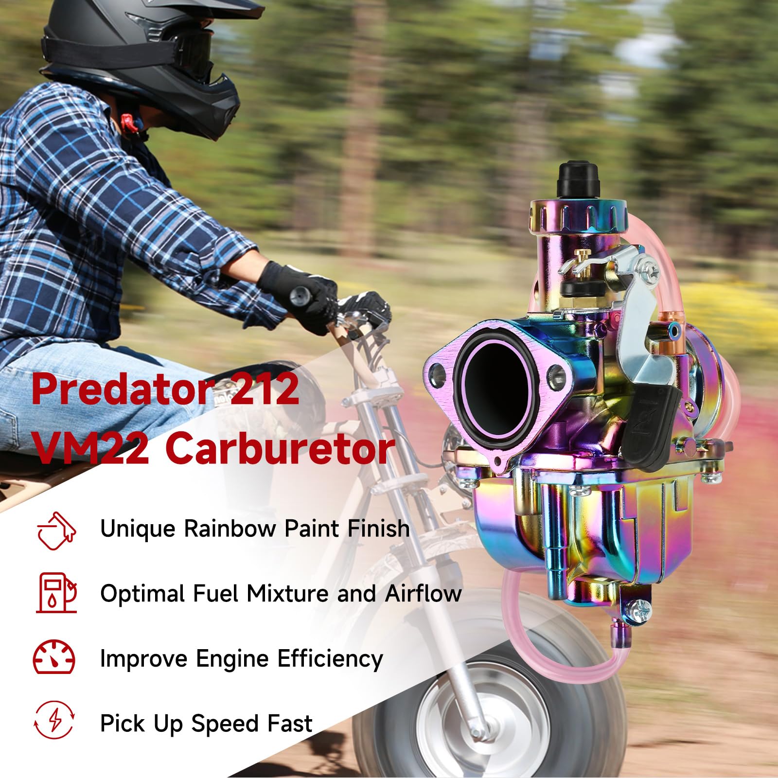 Fvrito Vm22 Carburetor Carb Throttle Cable Jet Kit For Predator 212Cc 196Cc 224Cc Coleman Mini Bike Ct200U Ct200U-Ex Bt200X Kt19