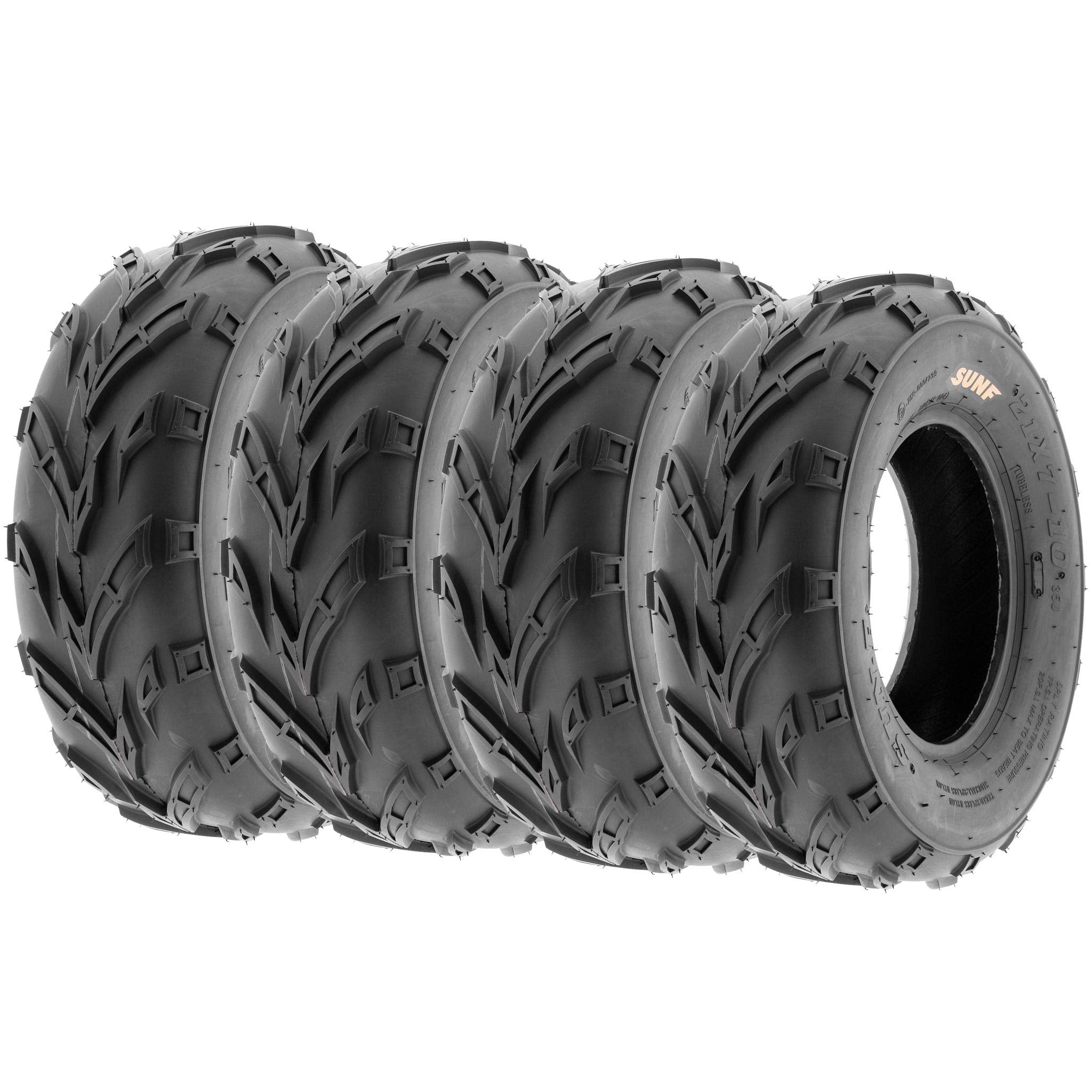 Set of 4 SunF A004 Go-Kart ATV Tires 16x7-8 Front & 16x7-8 Rear, all terrain, 6 PR, Tubeless