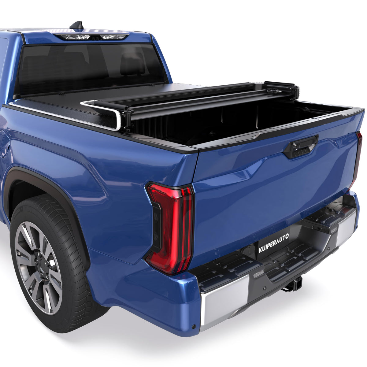 KUIPERAUTO Soft Quad Tonneau Cover Truck Bed Compatible for 2014-2025 Toyota Tundra 5.5ft Bed (incl Utility Track System, w/Refl