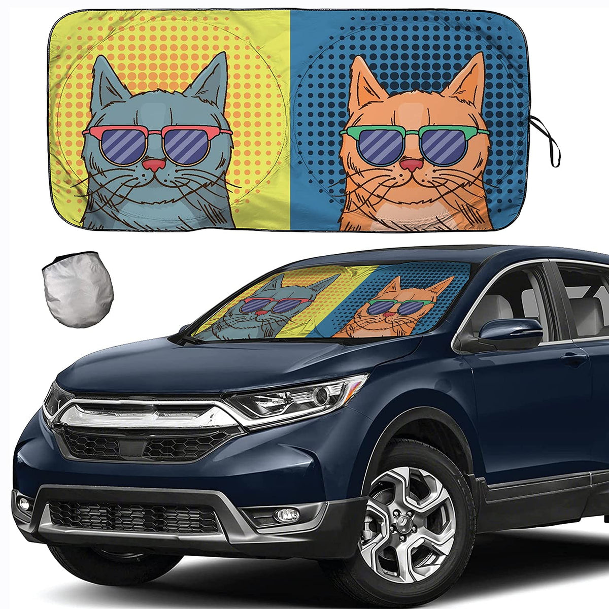 [2025 Upgrade] Windshield Sun Shades, Sunglasses Cat Sunshade for Car SUV Truck,Keep The Vehicle Cool,Easy to Use Protect The Ve