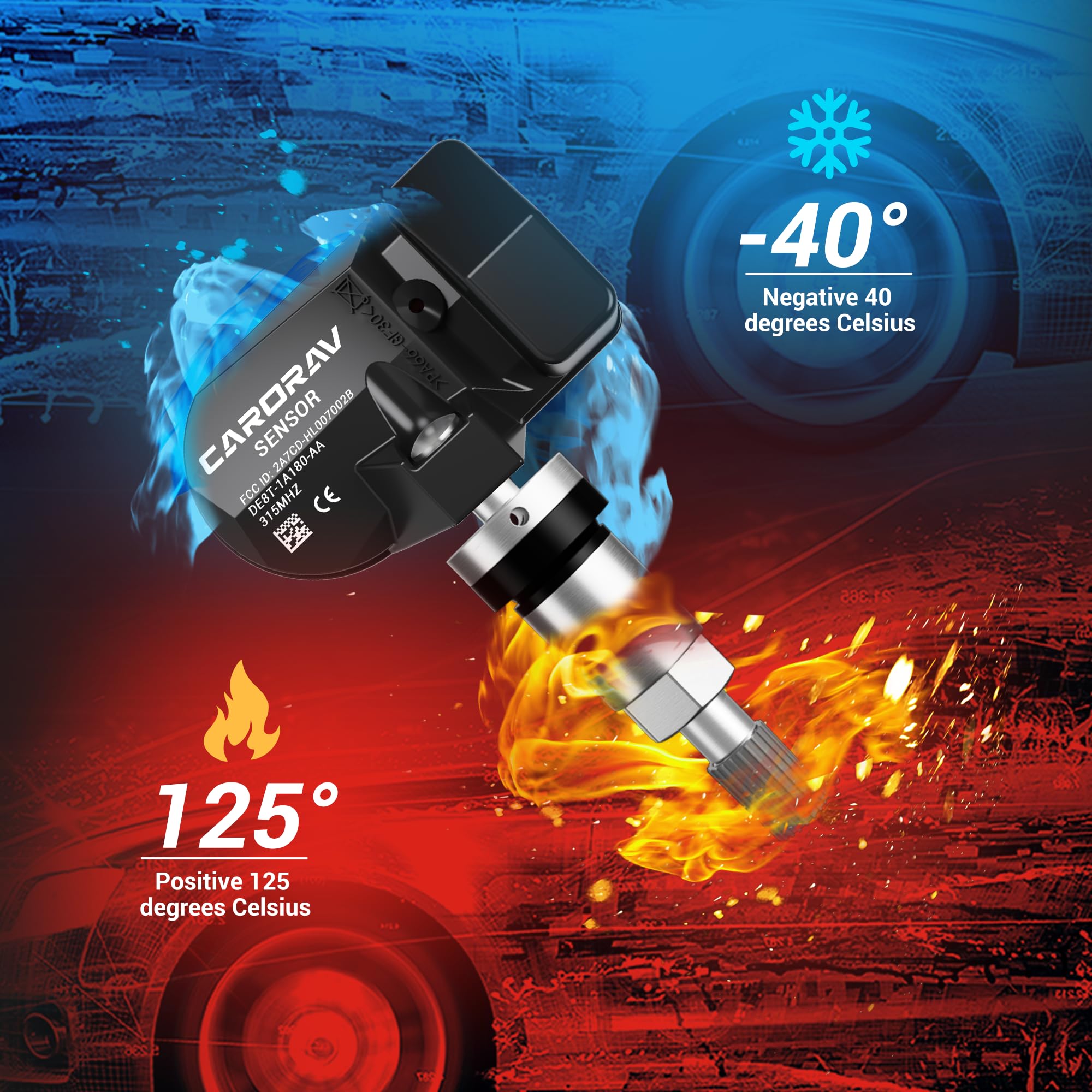CARORAV TPMS Sensor, 315MHZ Tire Pressure Monitoring System Compatible with Ford F150. F250. F350. Explorer. Focus. Fusion, Pre-