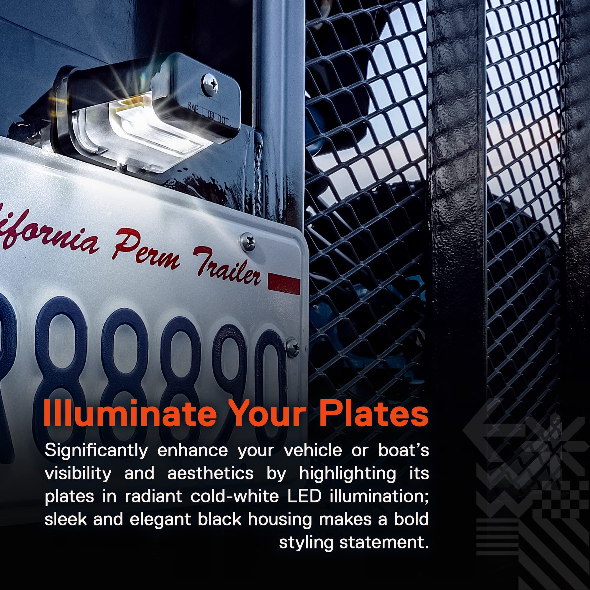 True Mods Led License Plate Light For Trailer [Stud Mount] [Dot Fmvss 108] [Sae L] [Black-Finish] [Waterproof] [12V Dc] License