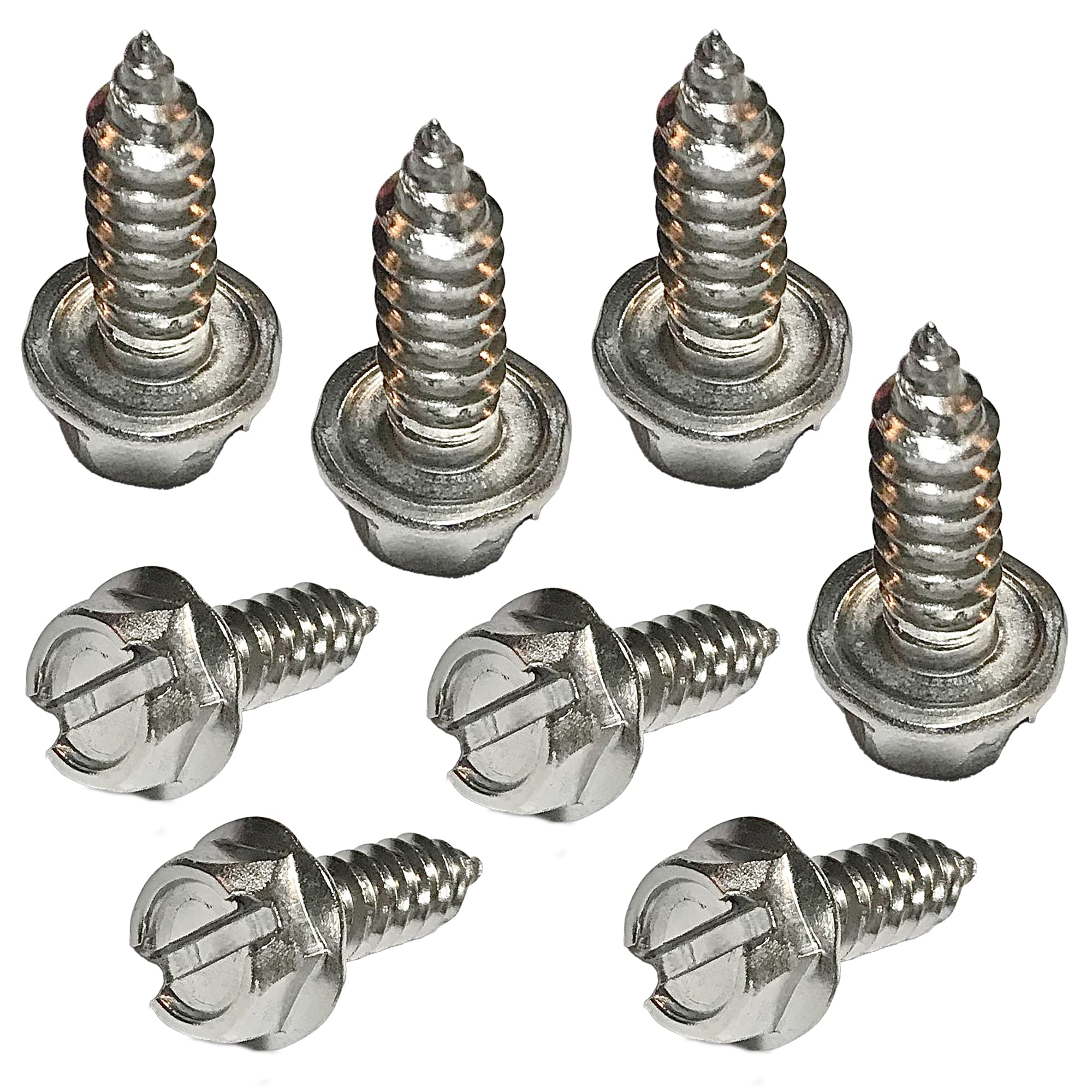 License Plate Screw Kit - Set Of 8 Stainless Steel Screws For Front And Back License Plates, Frames And Covers On Domestic Cars,