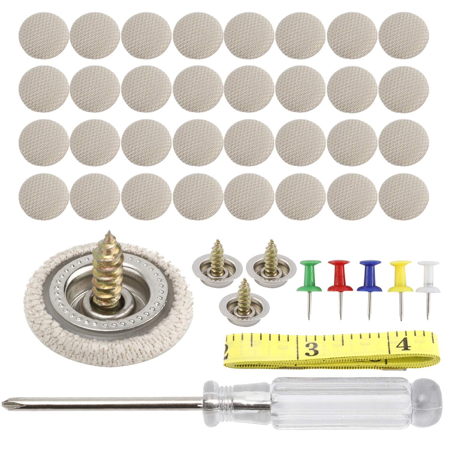 Highfree Car Roof Repair Rivets Headliner Repair Button 60 Pcs Auto Roof Snap Rivets Retainer For Interior Ceiling Cloth Fixing Repair Buckle With Installation Tool (Beige Flannelette)