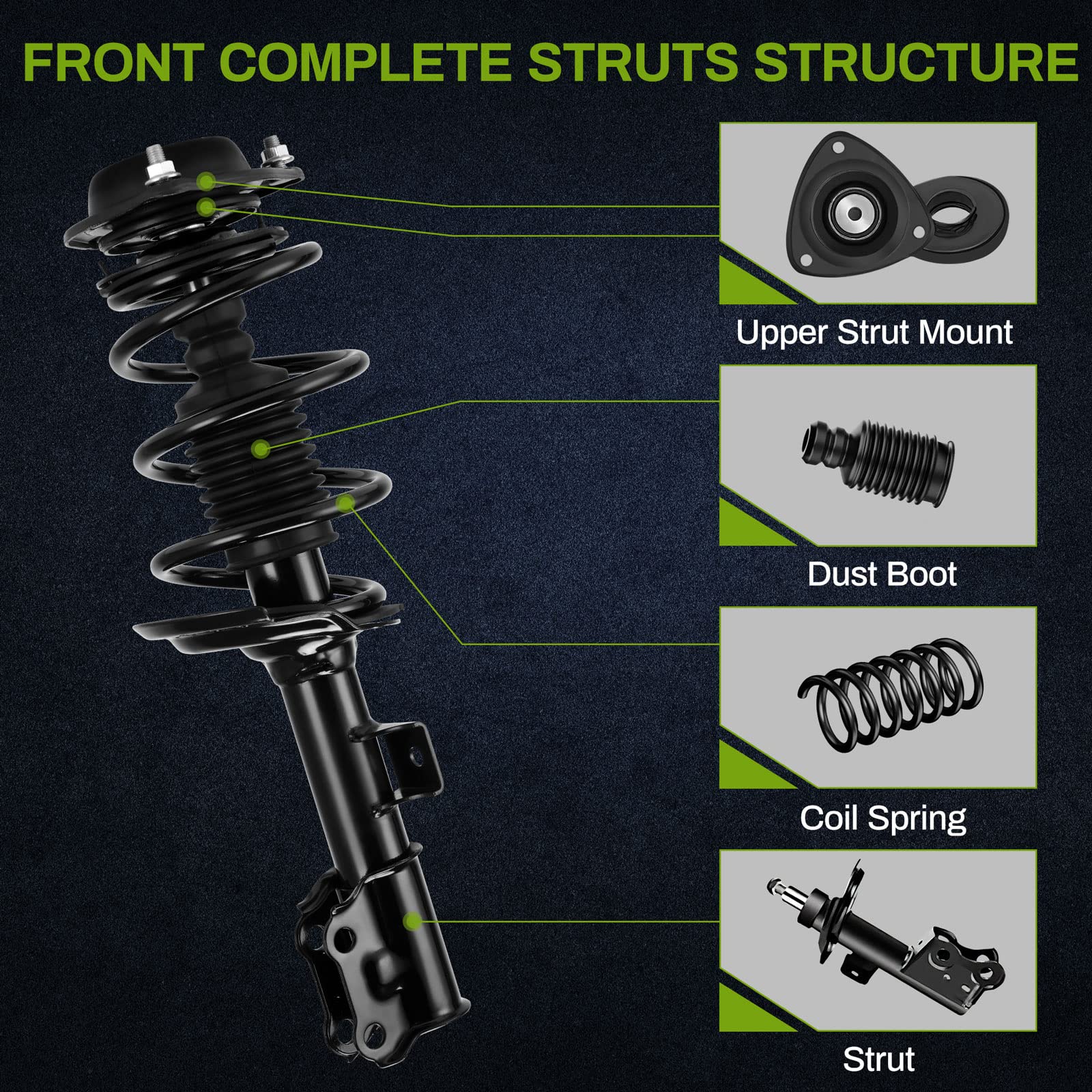 Autosaver88 Front Pair Complete Quick Struts Compatible With 2011-2016 Hyundai Elantra