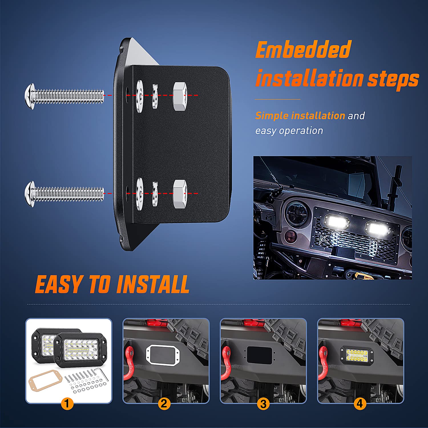 Nilight Flush Mount Led Light Pods 2Pcs 6 Inch 39W Upgraded Spot Flood Combo Beam Driving Work Lighting Backup Reverse Grill Mou