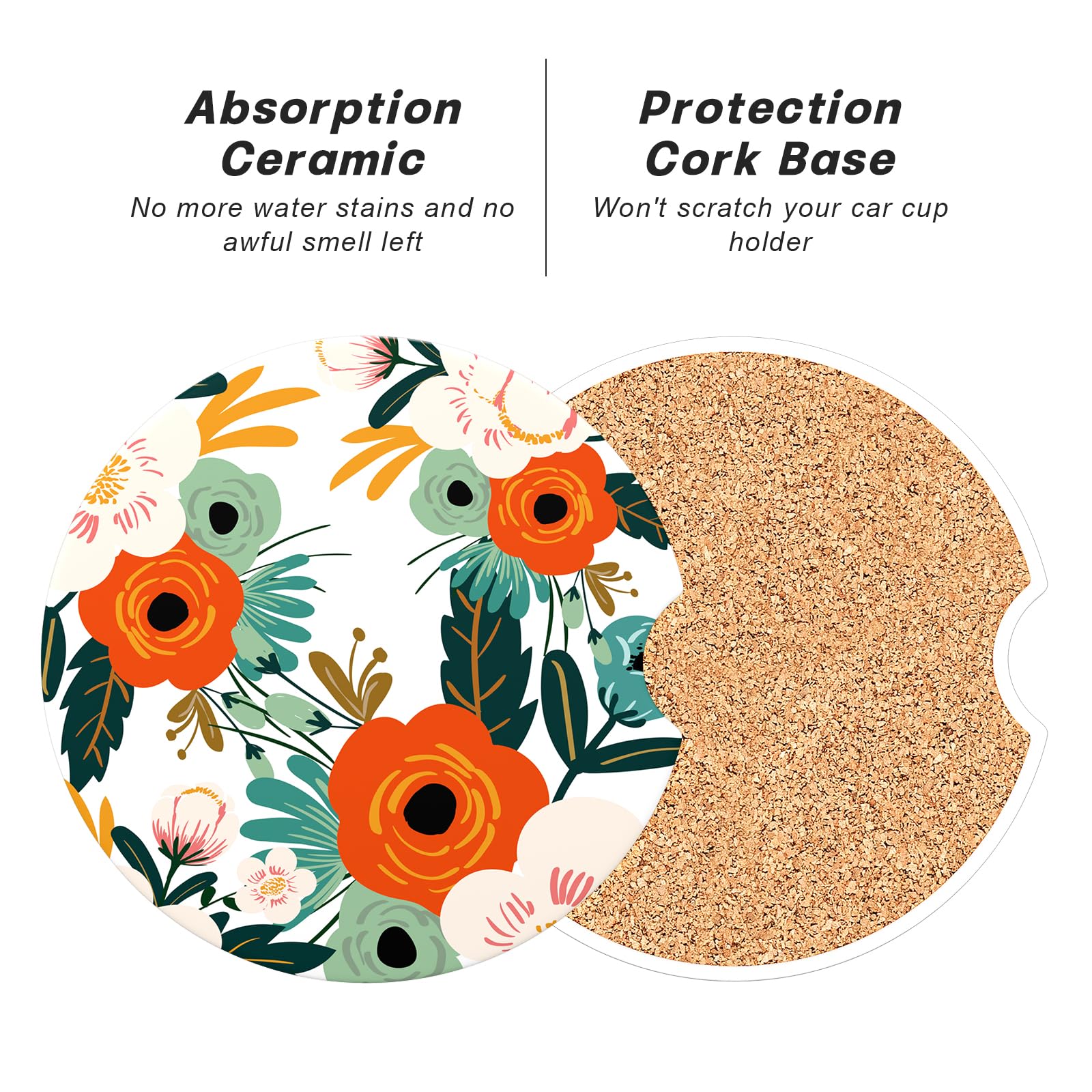 Aiawoxc Car Cup Holder Coasters, 2 Pack Universal Auto Anti Slip Insert Coaster With A Finger Notch, Cute Car Assecories For Wom