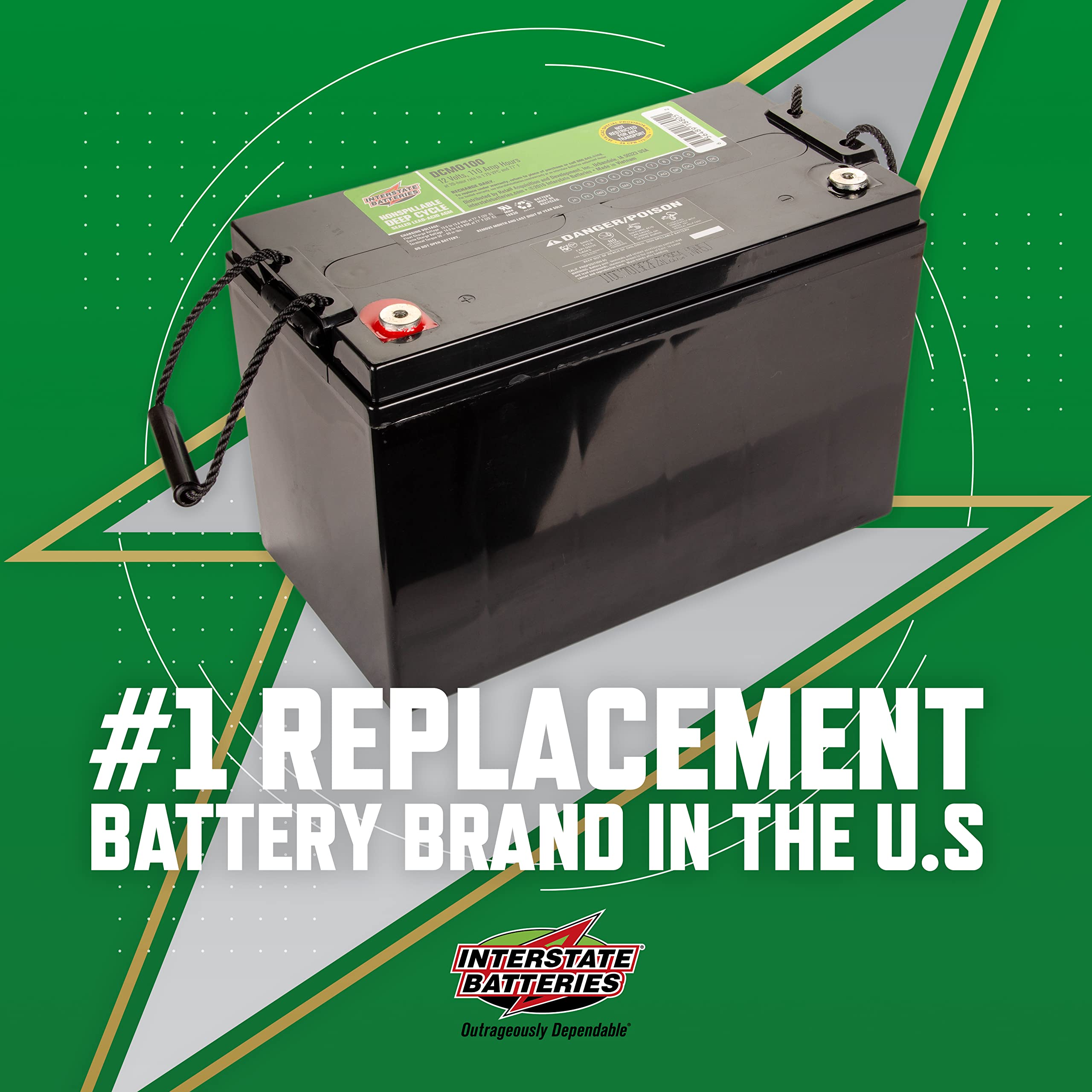 Interstate Batteries 12V 110 AH SLA/AGM Deep Cycle Battery for Solar, Wind, and RV Applications - Insert Terminals (DCM0100)
