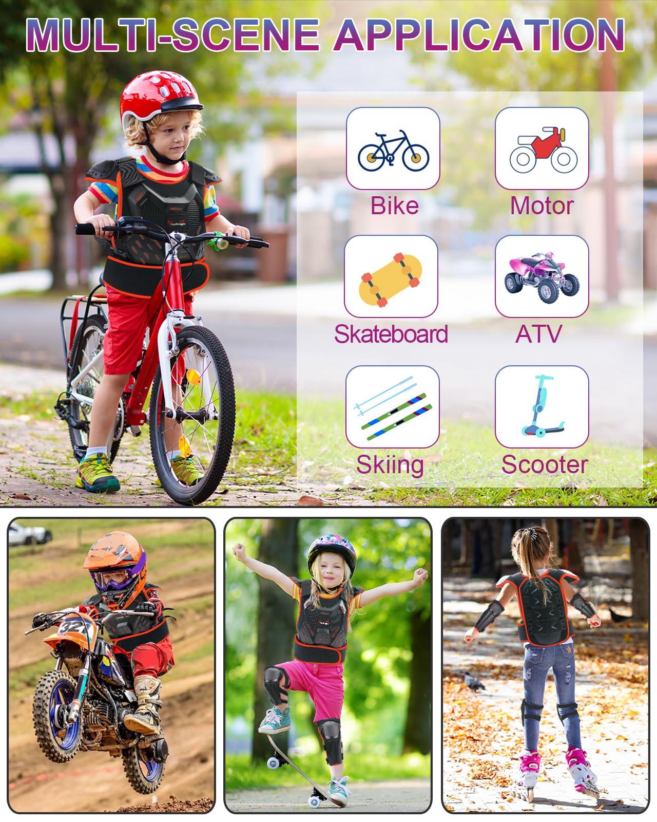 Kids Dirt Bike Gear - StarknightMT Youth Motorcycle Gear Riding Protective Motocross Armor Suit Chest Protector for Boys Girls B