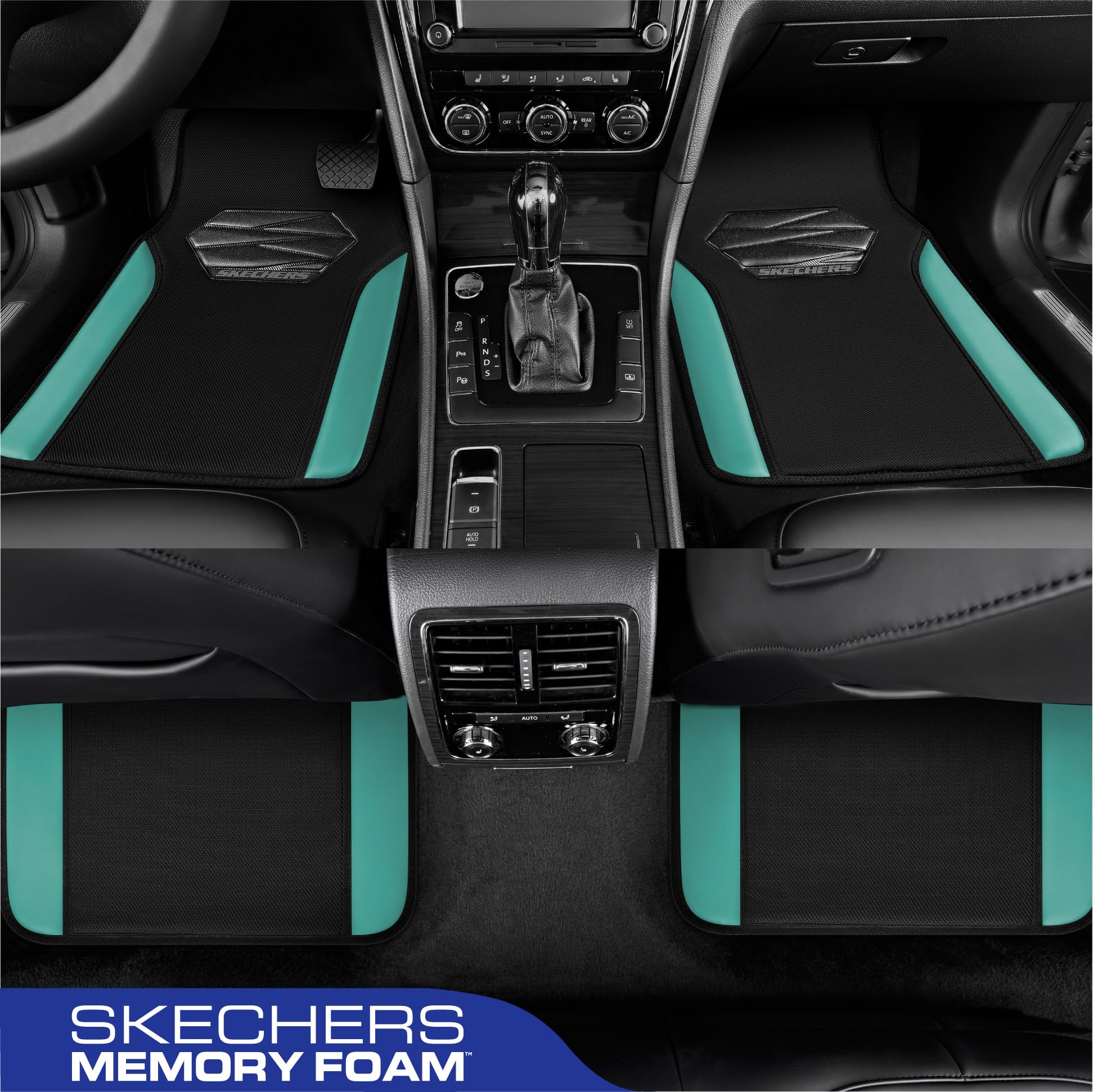 Skechers Car Floor Mats,Memory Foam Car Mats,Floor mats for Cars with Anti-Slip PVC Heel Pad,Universal Fit Automotive Floor mats