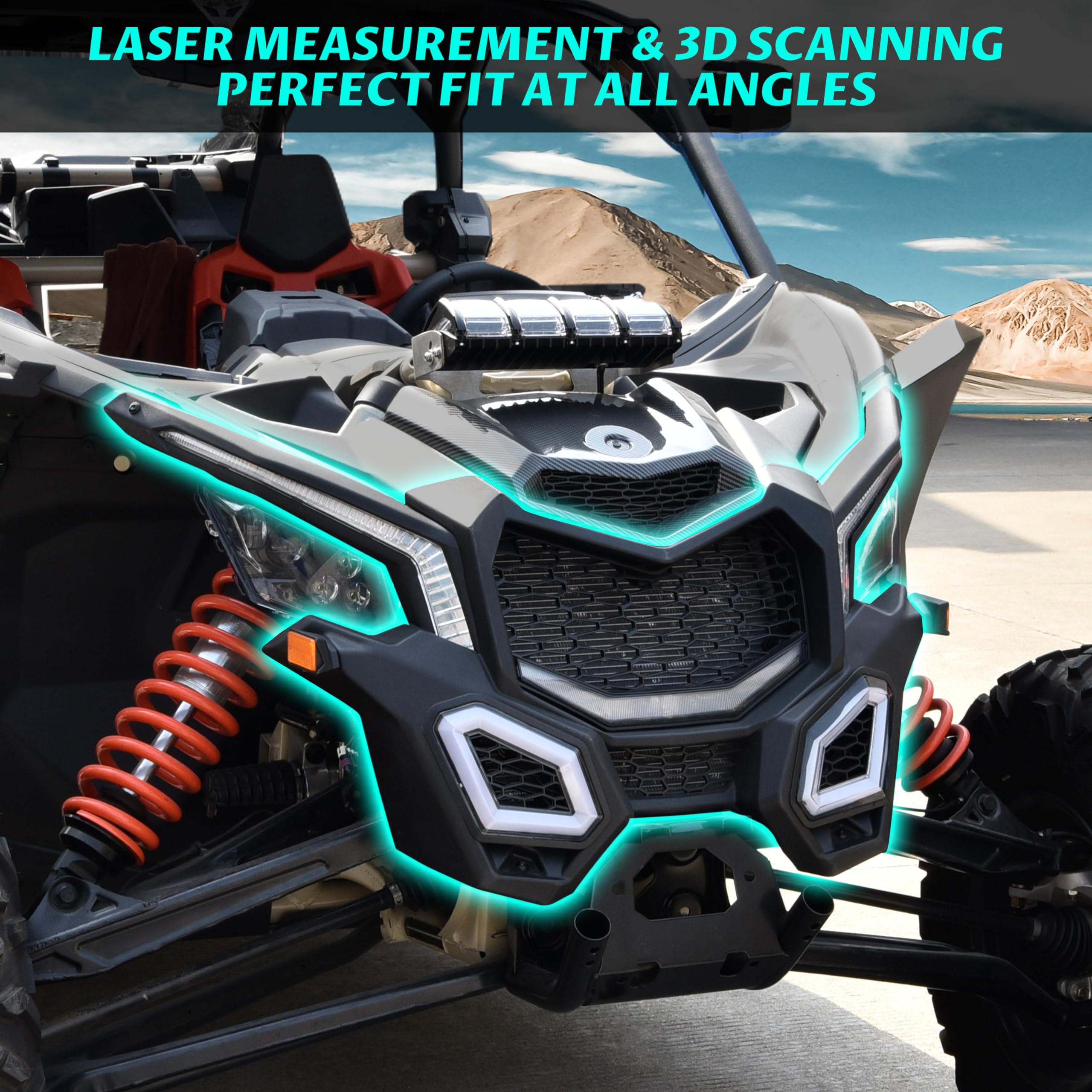 Sautvs Front Fascia For Can-Am Maverick X3, Black Combination Front Fascia Kit For Can Am Maverick X3 / X3 Max 2017-2024 All Mod