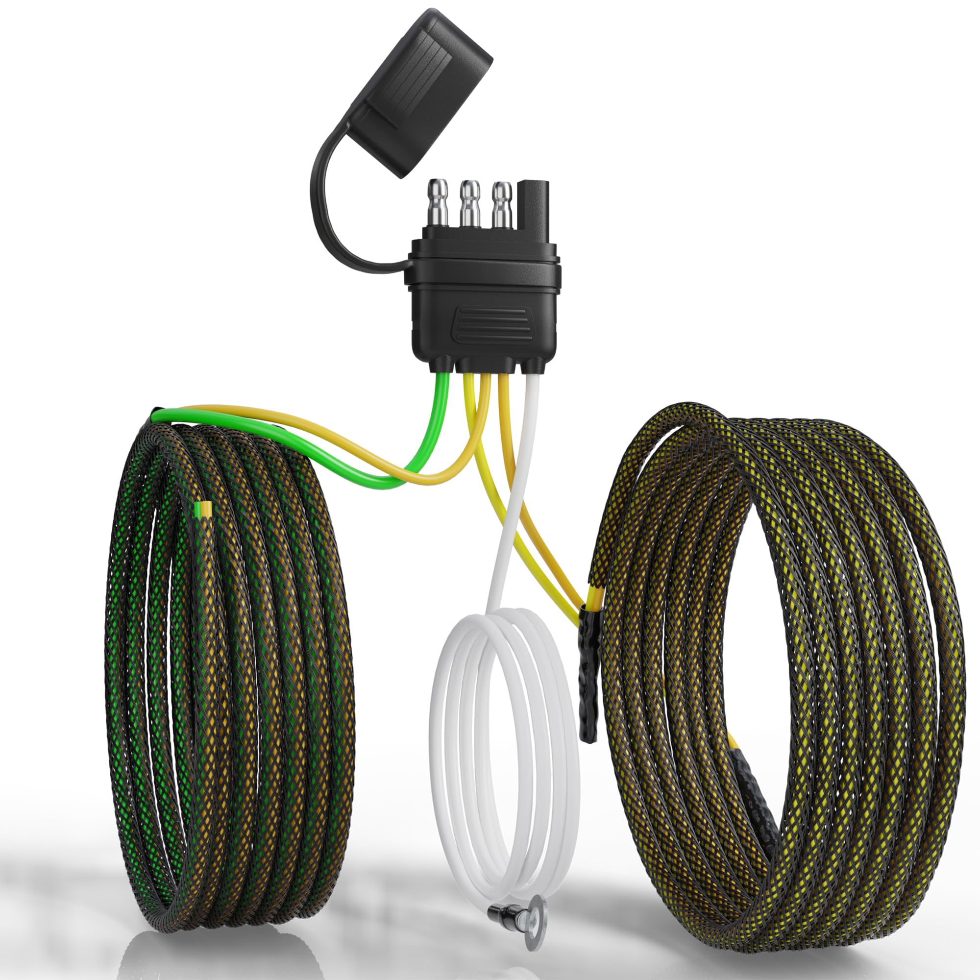 Oyviny 4 Pin 5 Wire Trailer Wiring Harness 22Ft For Rewiring Both-Side Taillights, Pure Copper Wishbond Trailer Light Kit 4 Way