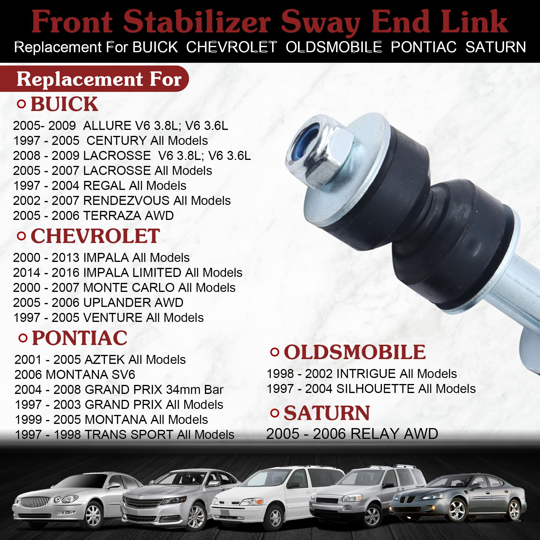 Stiueoav K5342 Sway Bar Link - Front Stabilizer End Link Compatible With 2005-2009 Allure?1997-2005 Century?2005-2009 Lacrosse?2