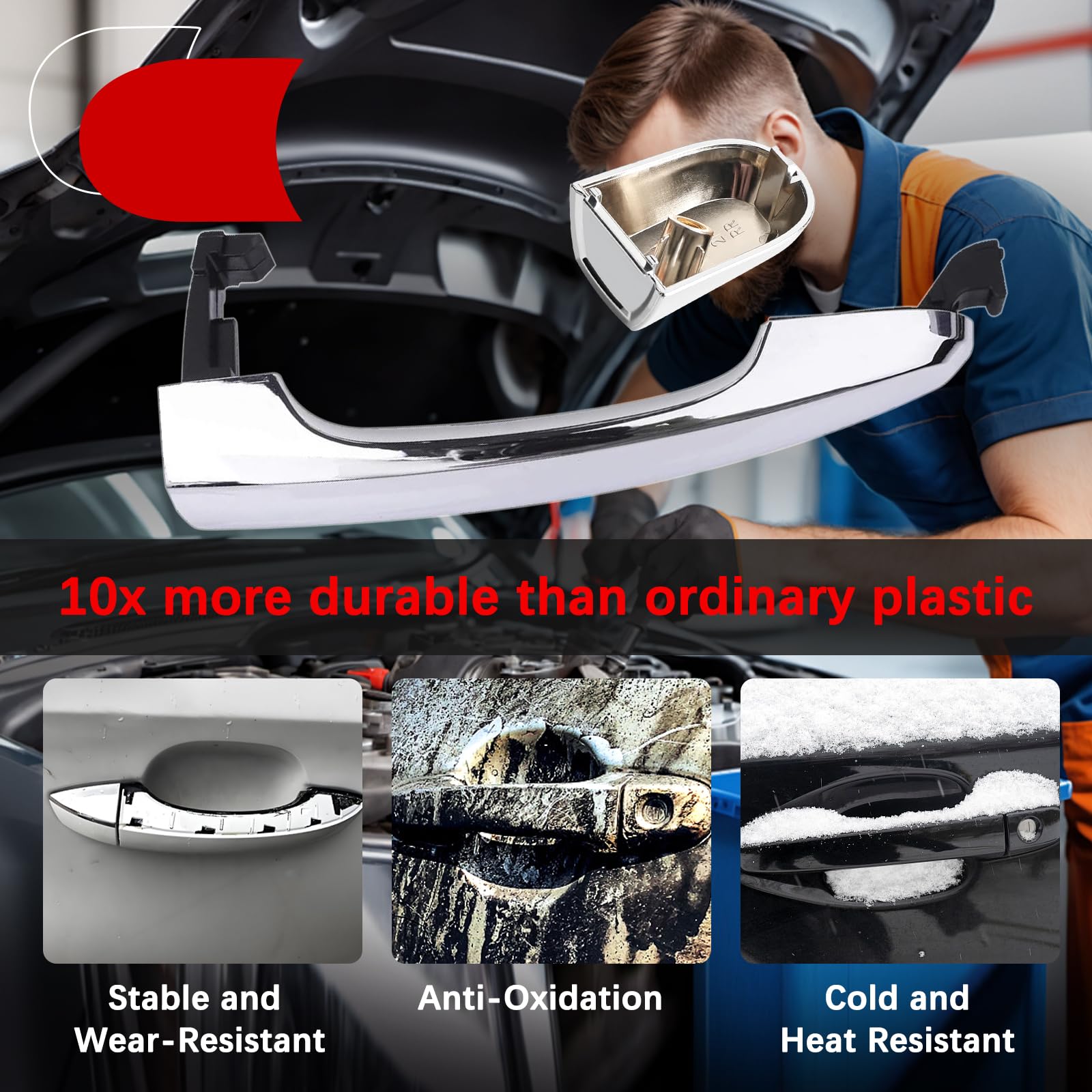 Faersi Exterior Door Handle Rear Right Passenger Side Chrome Handle Replacements For Kia Sorento 2011 2012 2013 2014 2015, Oe 82