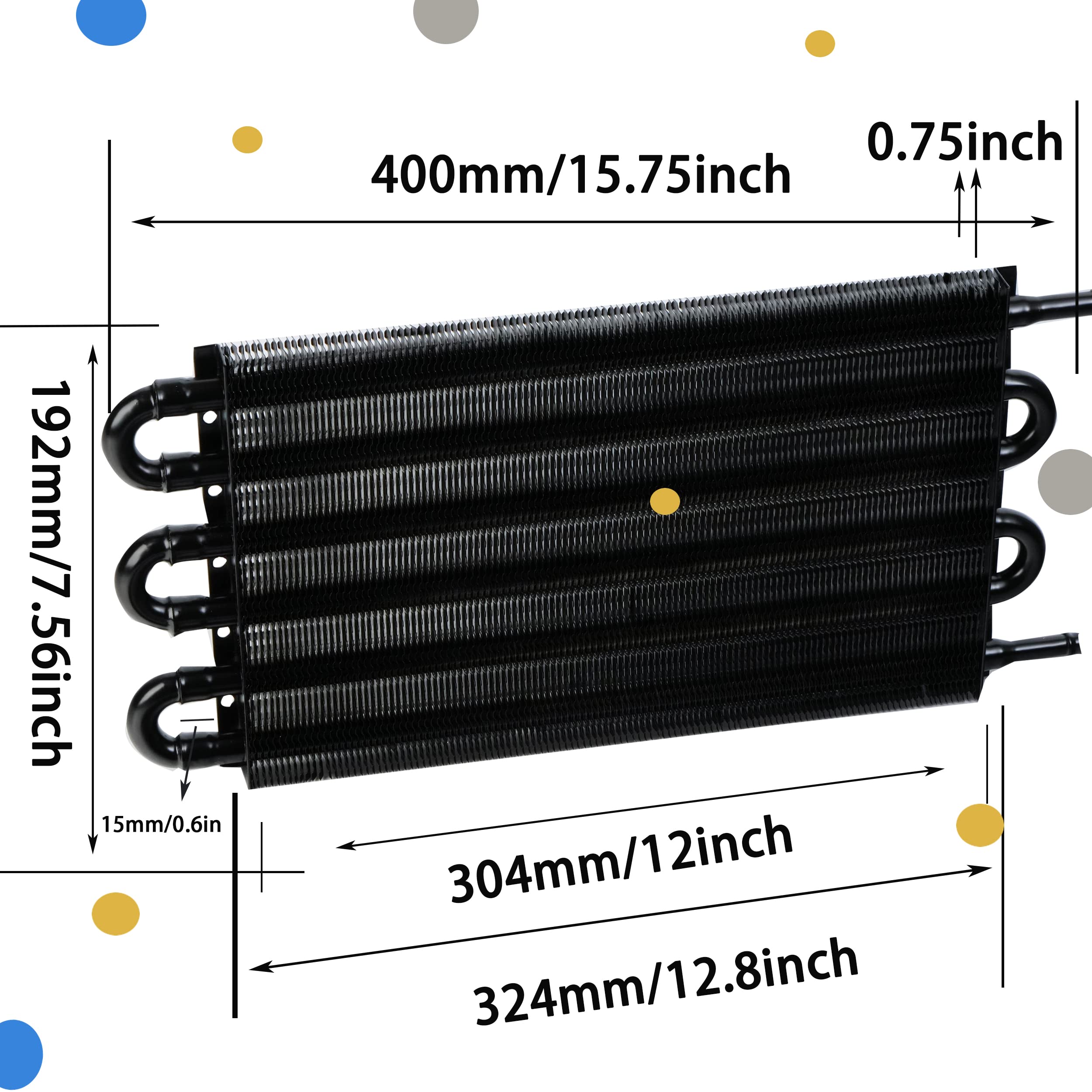 ACmango 6 Pass Ultra-Cool Tube and Fin Transmission Cooler Universal 5/16'' Oil Cooler Kit 403 Aluminium Black??