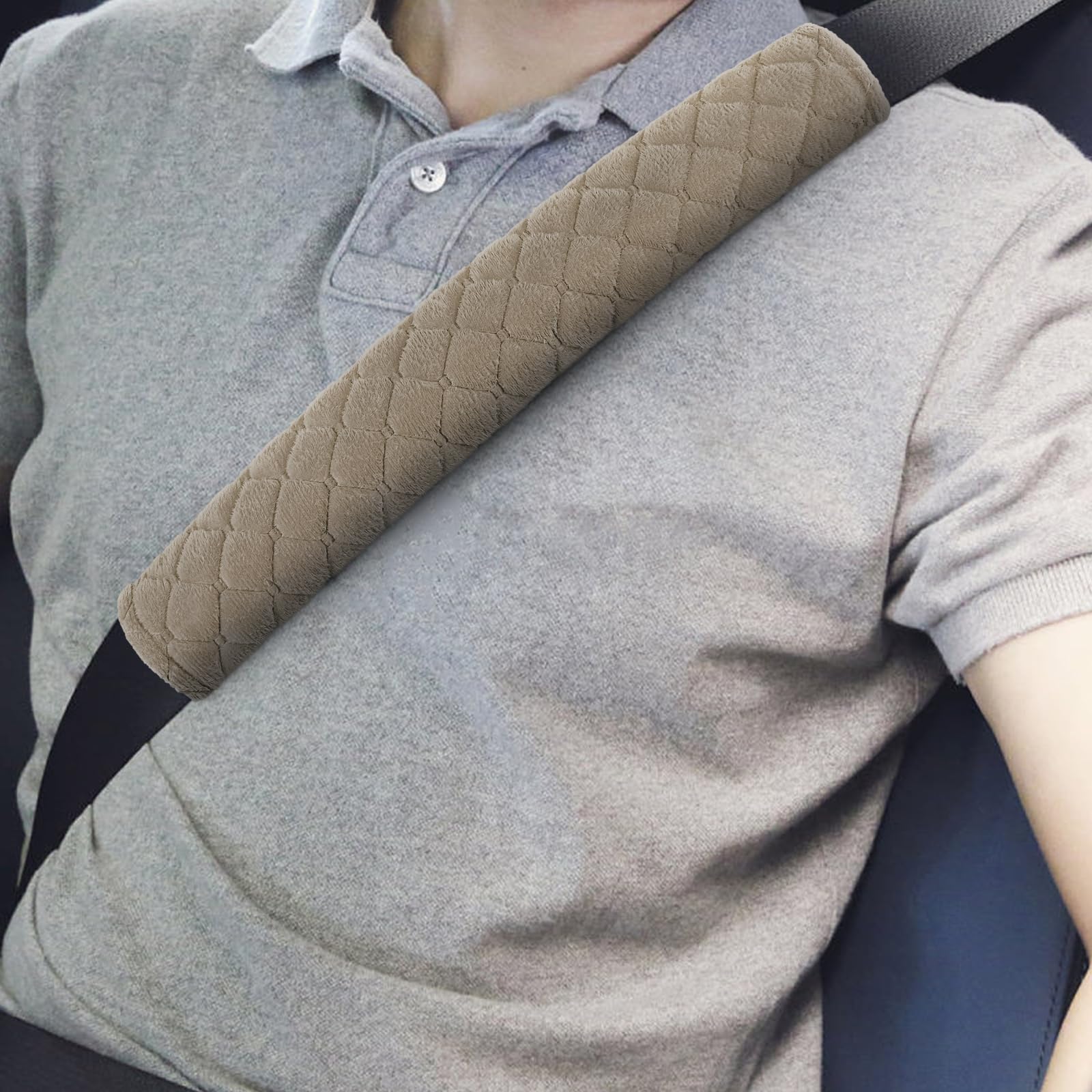 surpassme Car Seat Belt Pads Cover, 2PCS 15in Extra Length Seat Belt Shoulder Strap Covers Protector to Release Stress to Neck a