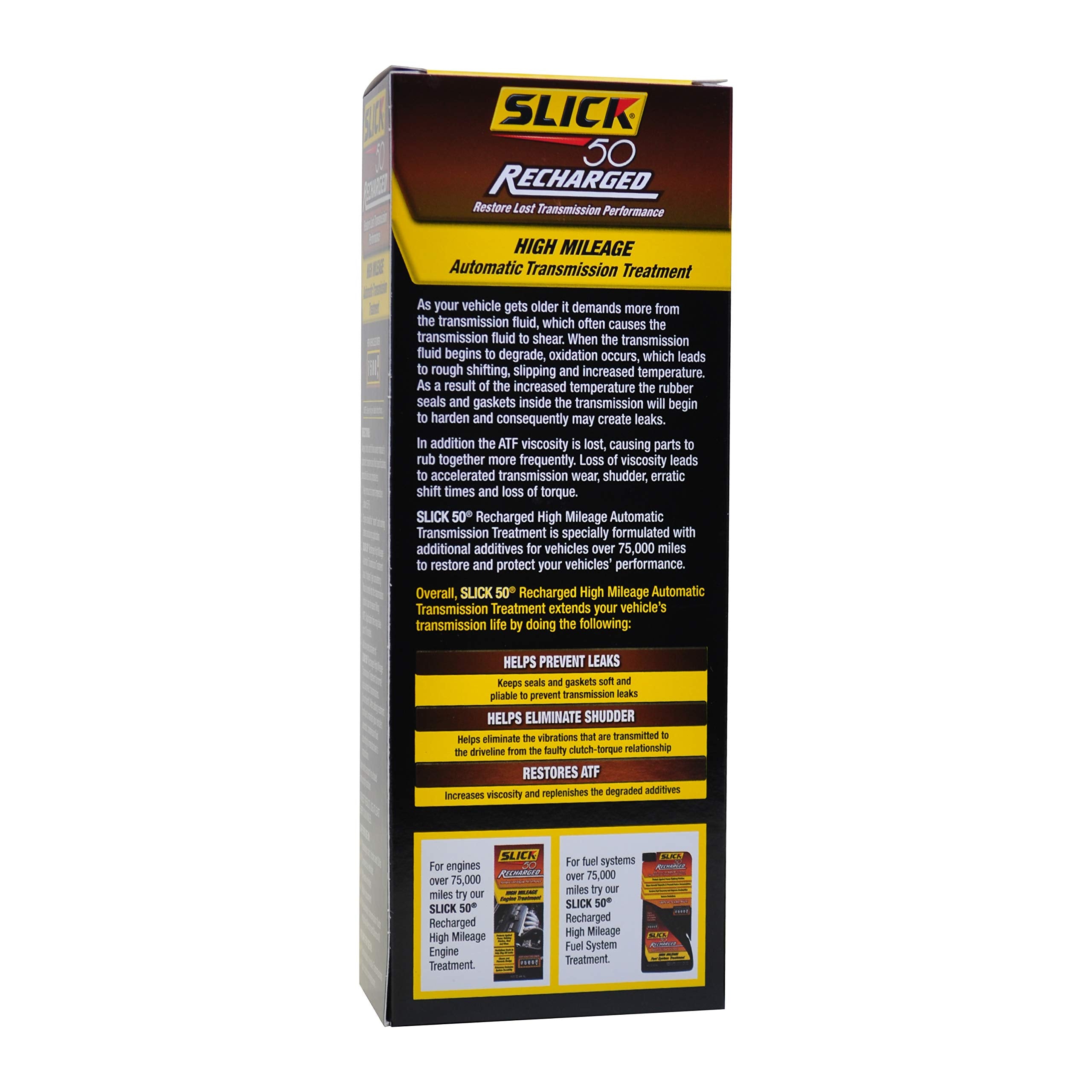 Slick 50 41806015 Recharged High Mileage Automatic Transmission And Engine Treatment, 15-Ounce , Black
