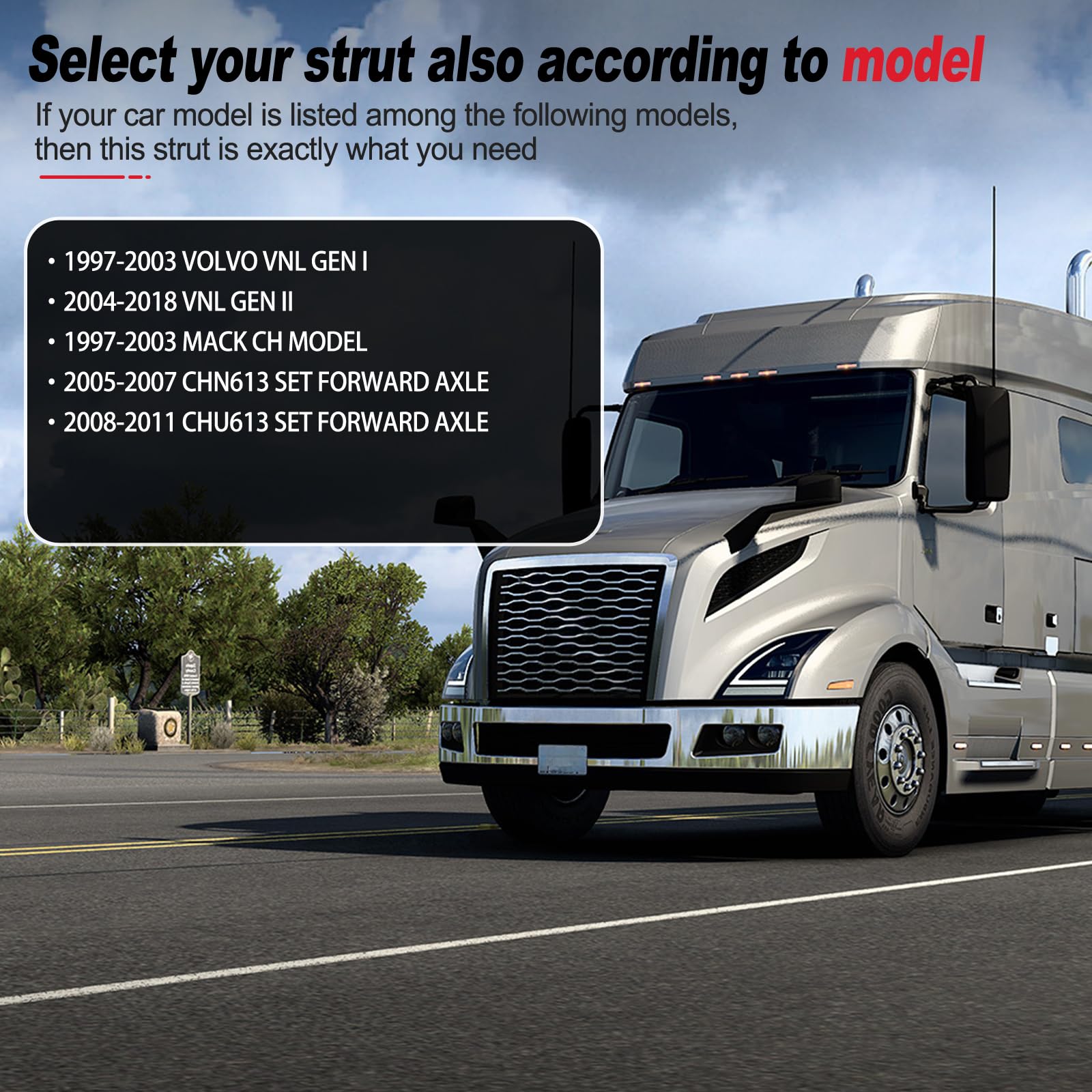 Vepagoo 20541720 Front Hood Struts 1997-2003 Vnl & Mack, 2005-2011 Chn613 Set Forward Axle Gas Shock Lift Supports Spring 11Qm41