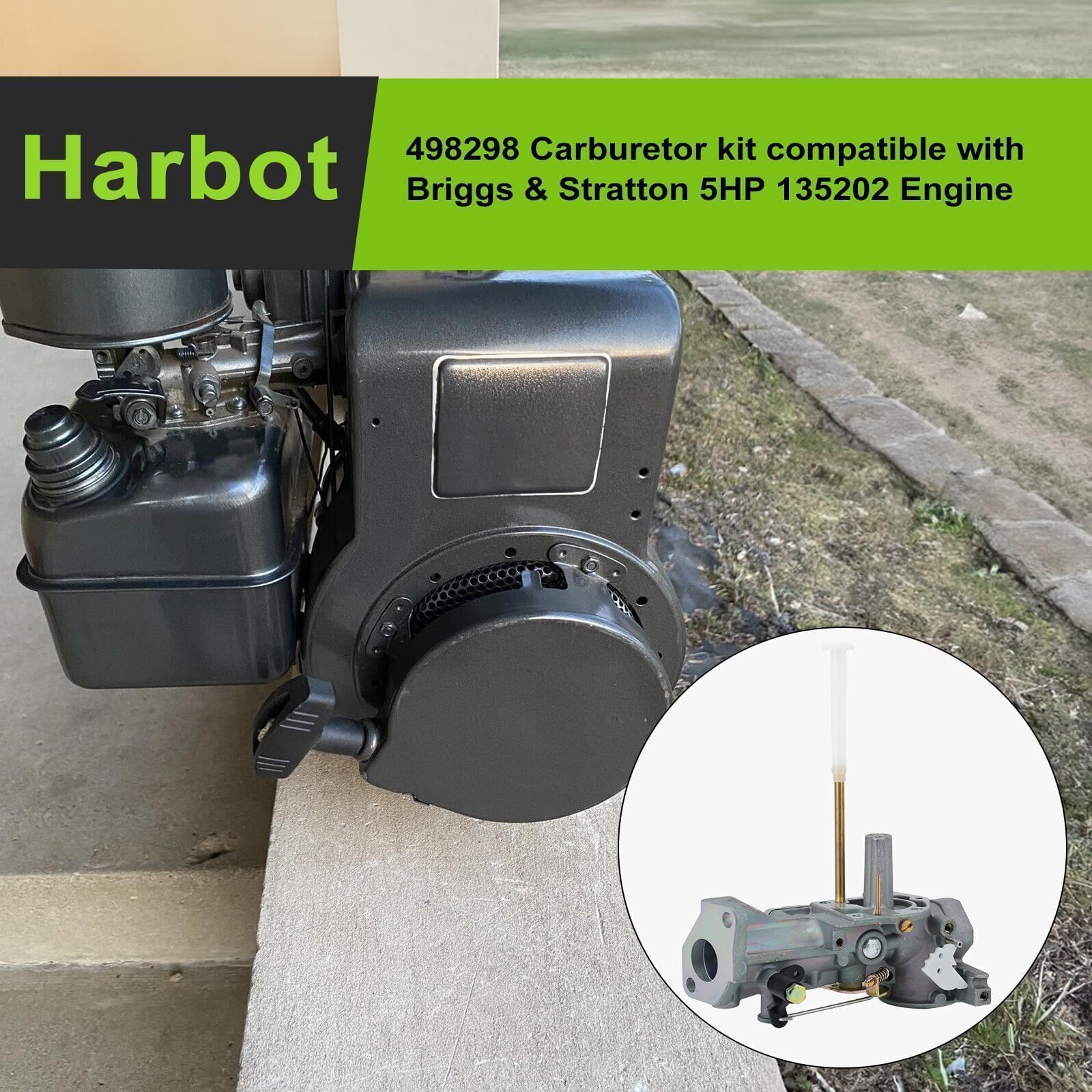 Harbot 498298 Carburetor For 5 Hp Briggs And Stratton 135202 130202 112232 135200 132232 112200 130200 492611 495426 495951 6927