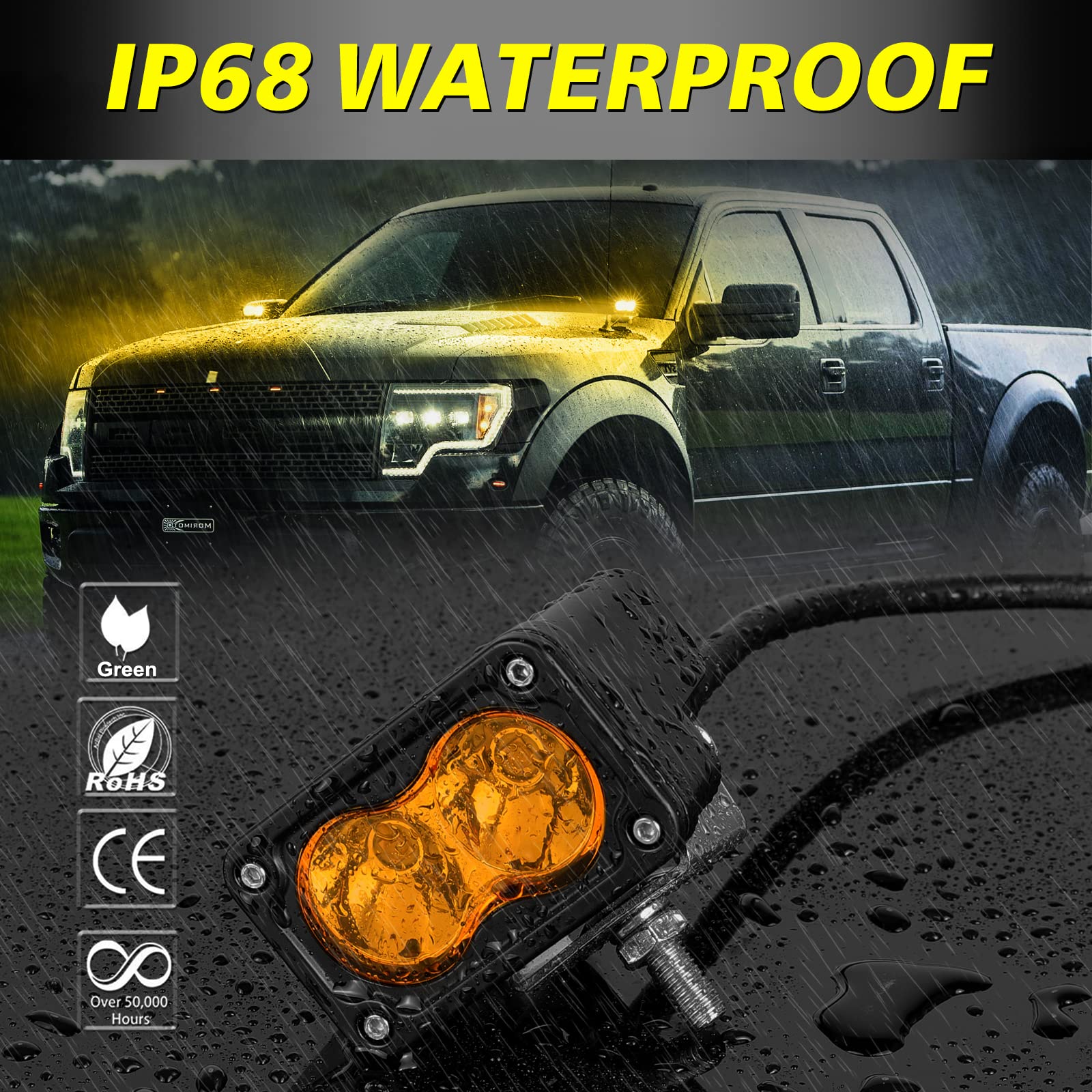 Akd Part Amber Led Pods, 3 Inch Cree Led Fog Lights 40W Spot Led Lights Pods Mini Amber Chase Lights Ditch Light 2 Packs For Tru