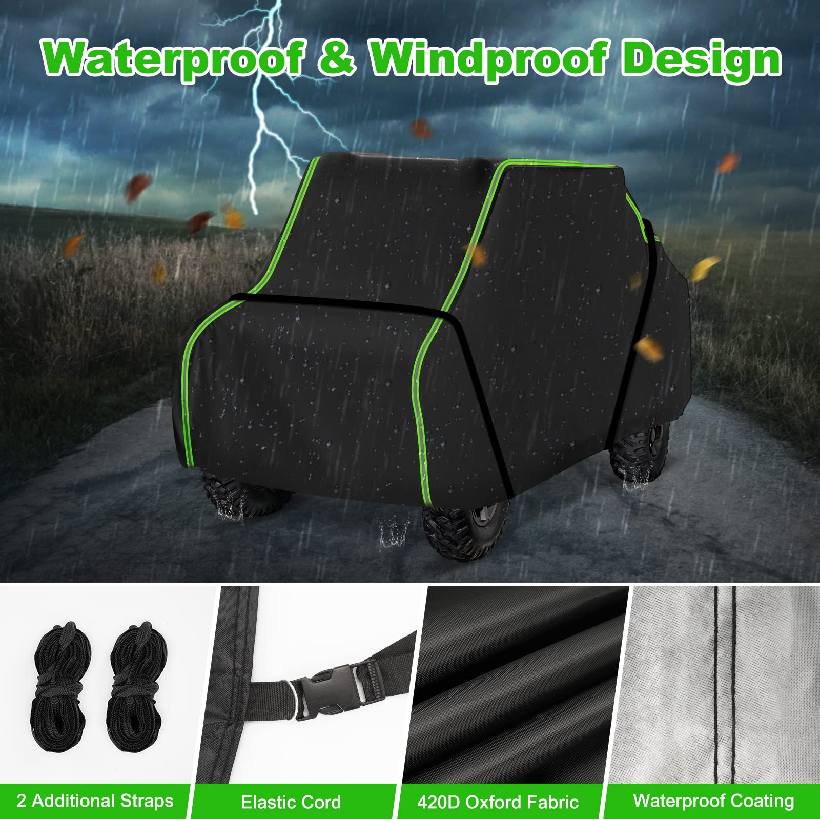 Qunsunus For Polaris Rzr Cover 4 Seater Compatible With Polaris Rzr Xp 4 Turbo/For Polaris Rzr Xp 4 1000 Cover With 420D Oxford