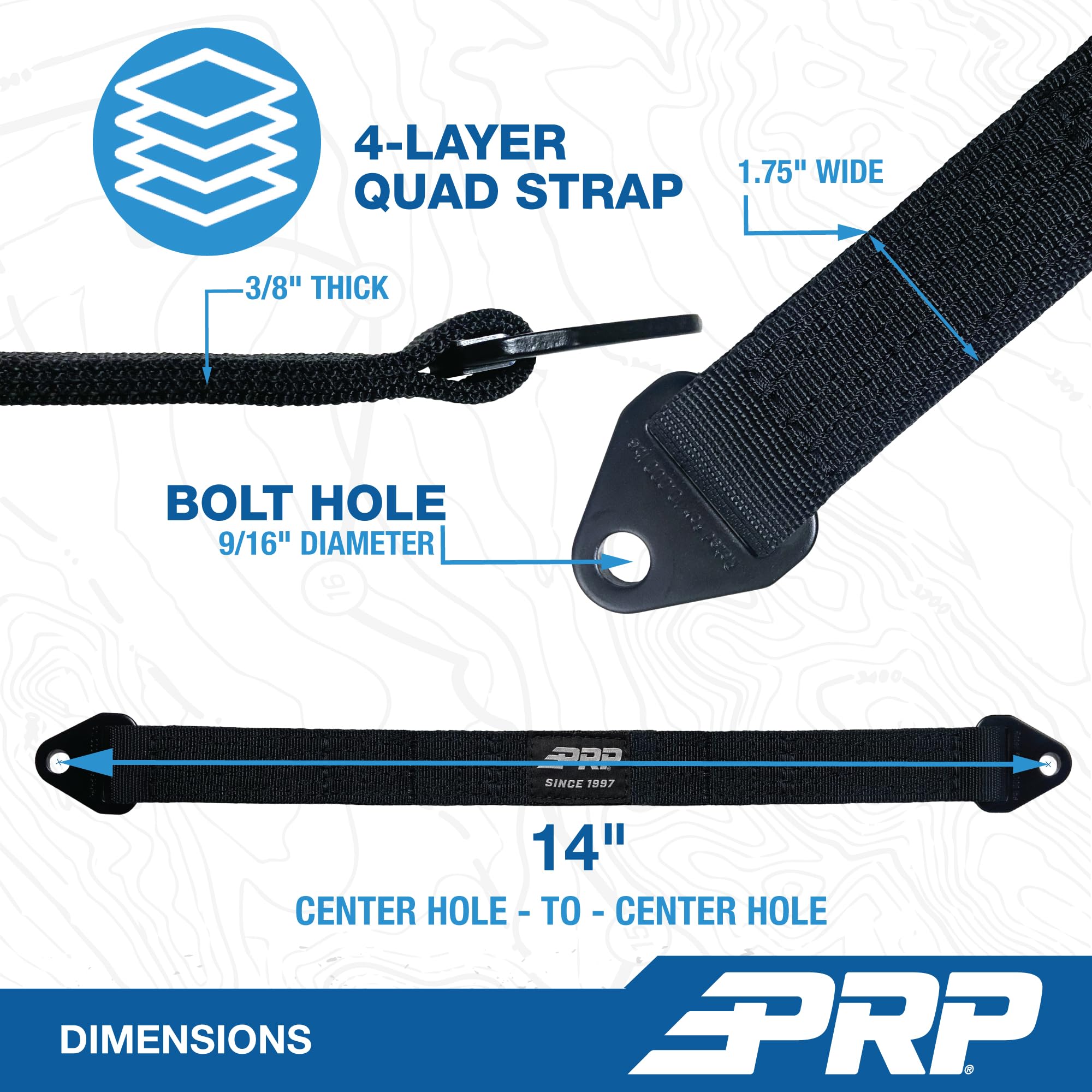 Prp Seats Premium Quad Wrap Limit Strap For Off Road 4X4, Utv, Sxs - Heavy-Duty 10,000 Lb. Suspension Limiting Straps, (1 Ea.) 1