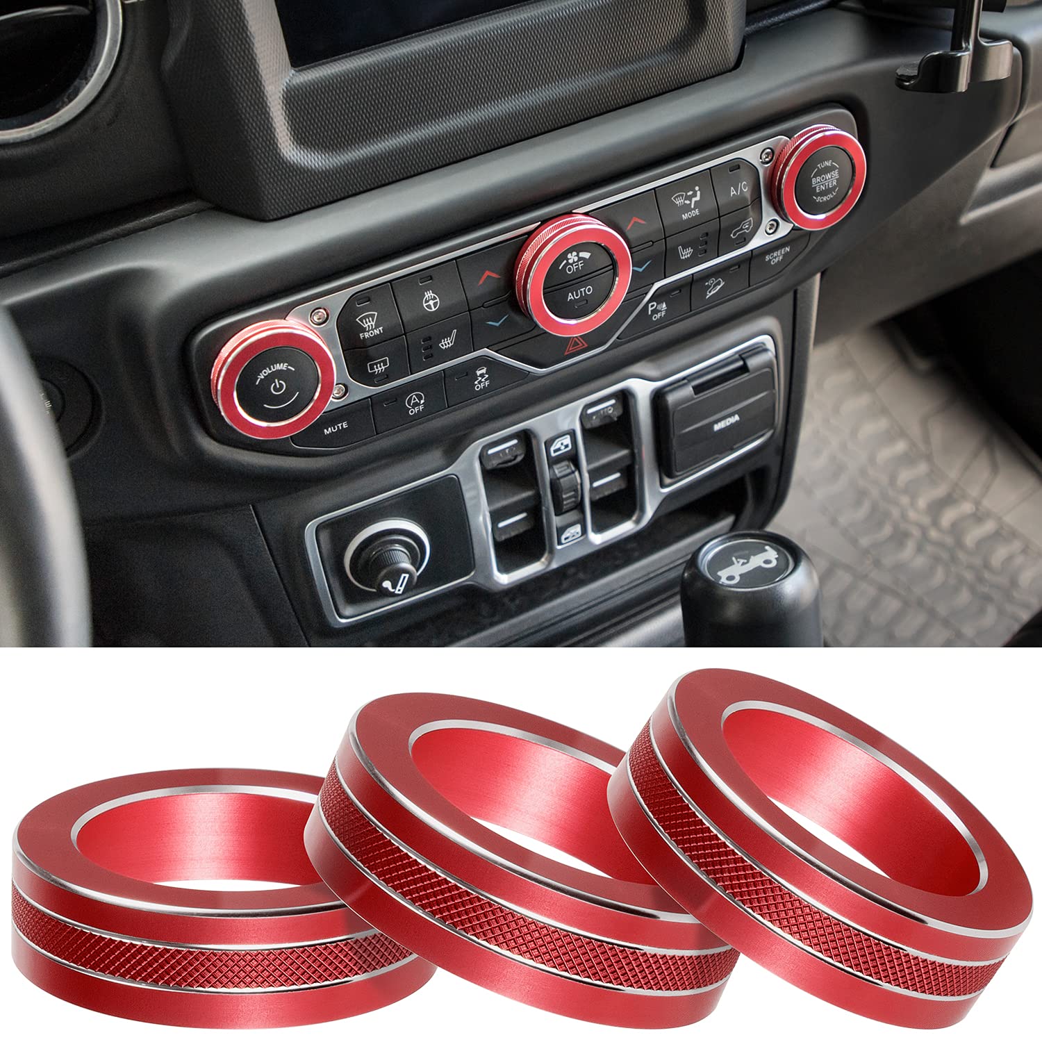 Air Conditioner Switch Knob Cover For 2018-2025 Jeep Wrangler Jl Jlu Gladiator Jt Audio Volume Ac Button Cover Decoration Twist