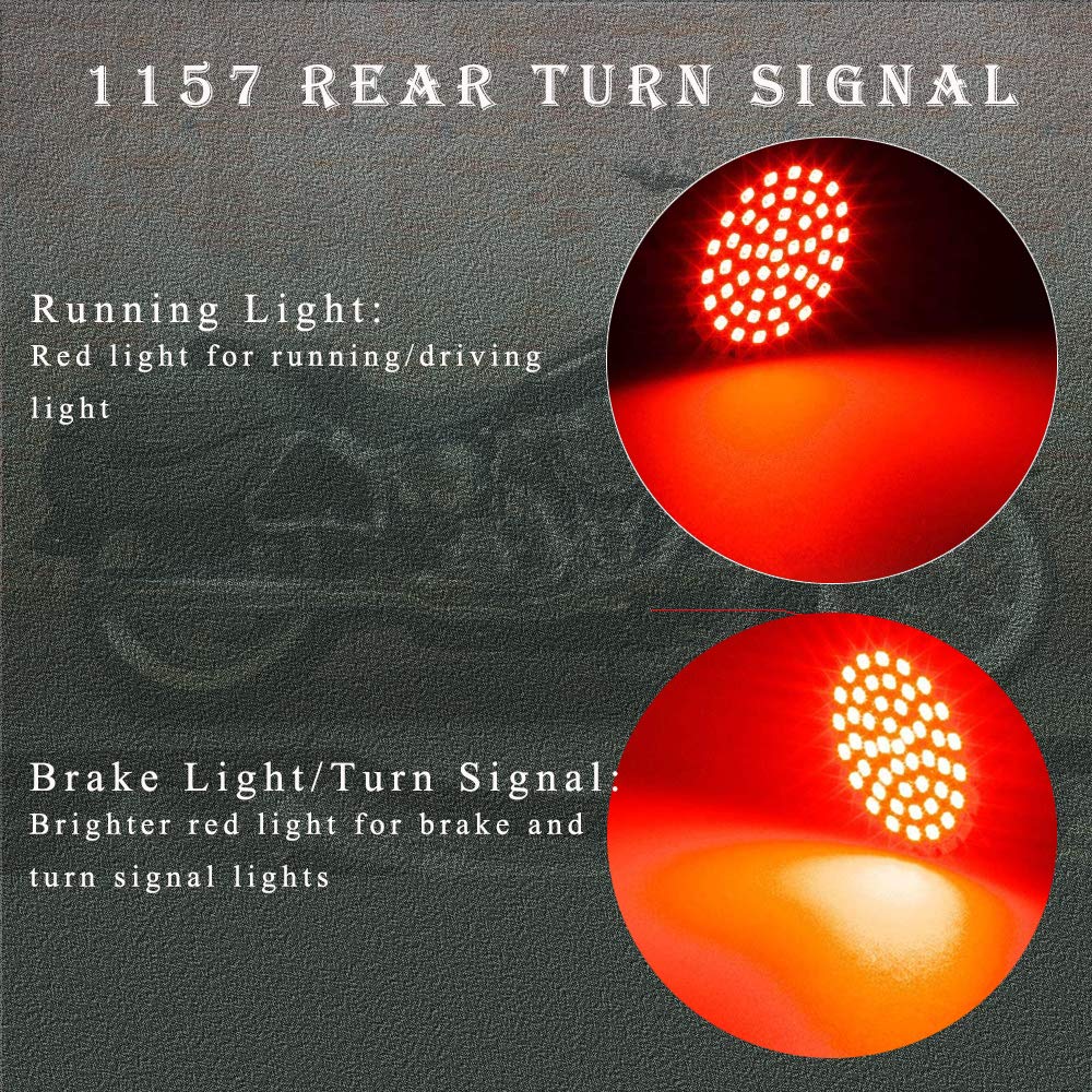 Motoparacc 1157 Rear Led Turn Signal Lights, 2 Inch Bullet Red Brake Tail Light With Smoked Lens Cover Fits Harley Sporster 1200