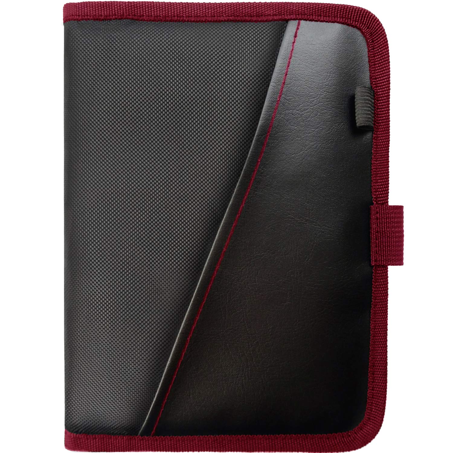 Glove Box Compartment Organizer - Car Document Holder - Owner Manual Case Pouch - Vehicle Storage Wallet For Registration & Insurance Card - Premium Auto Paperwork Holder - Log Book Included - Red