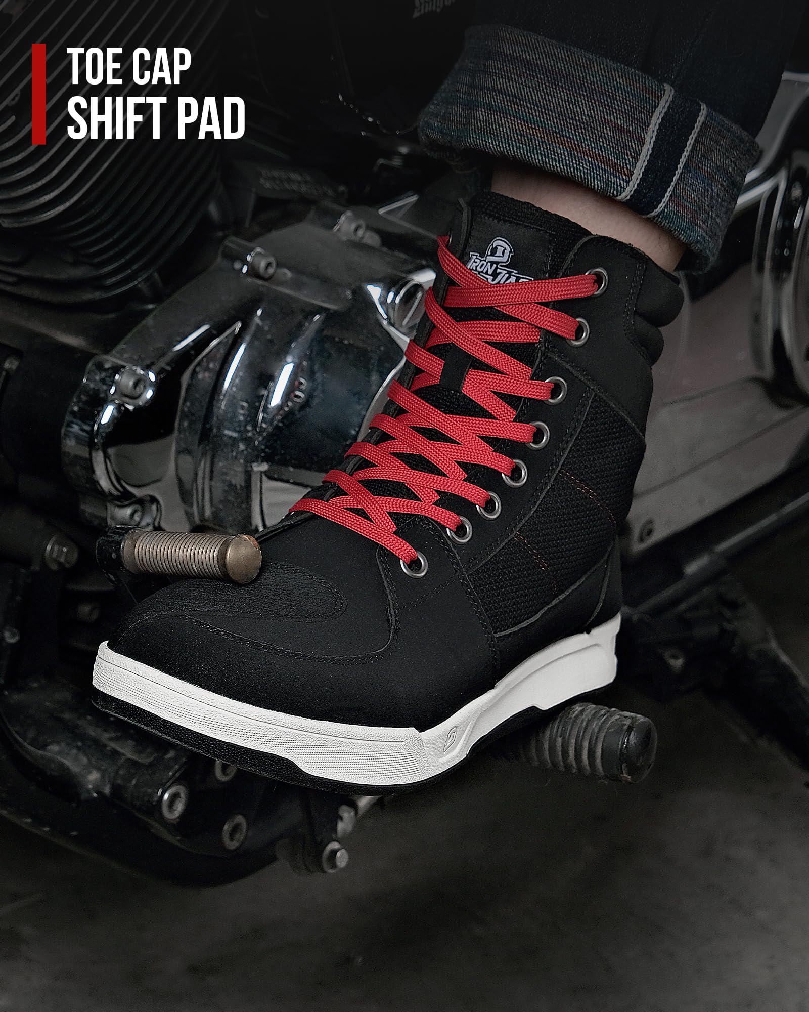 BORLENI Motorcycle Riding Shoes, Rubber Protective Boots for Men, Size 11, Black, Model XZ001, Casual Breathable Powersports Shoes