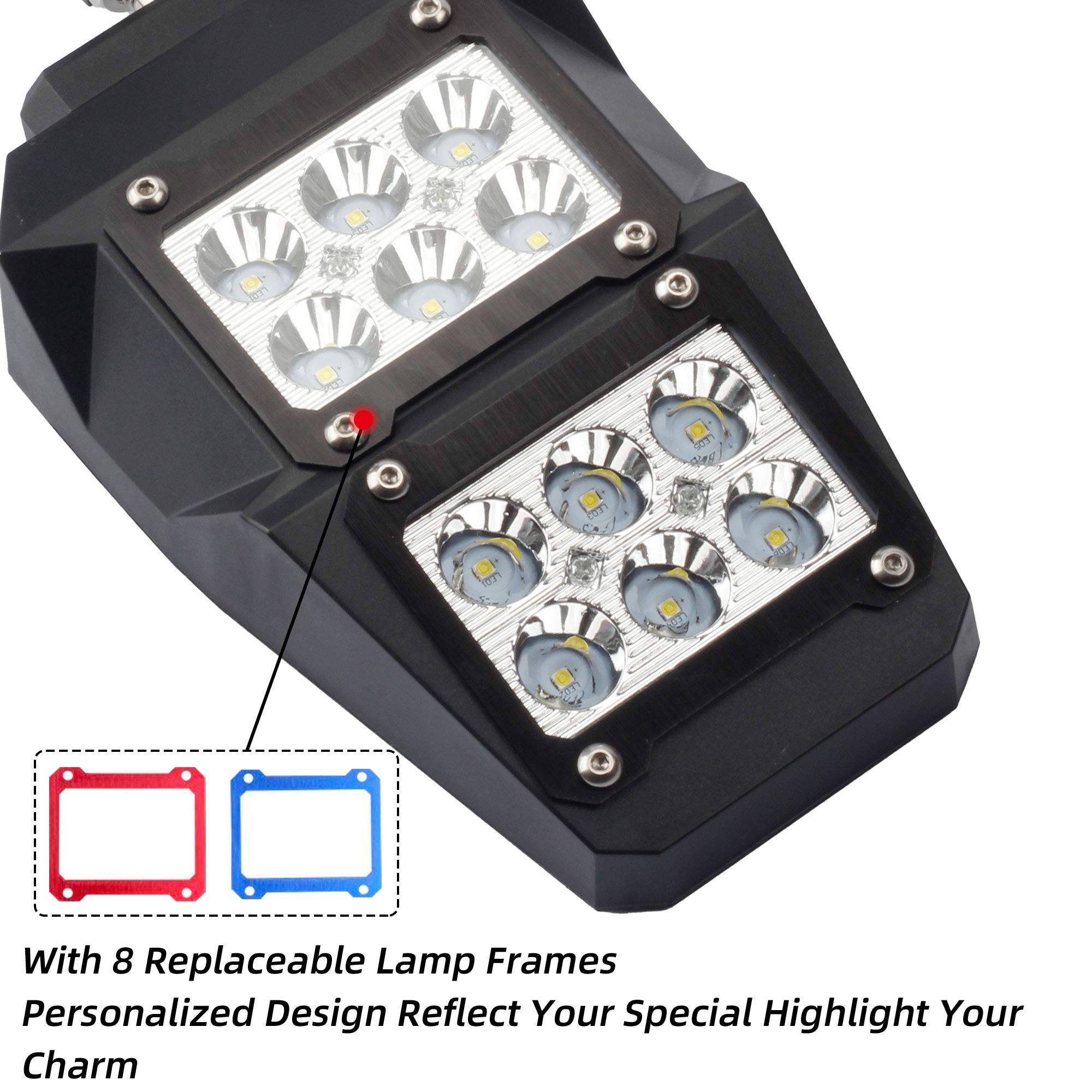 Dasbecan Utv Side Rear View Mirrors With Led Lamp Compatible With Polaris Ranger Rzr Can-Am Maverick Yamaha Rhino Arctic Cat Almost All Utv With A 1.75' - 2' Diameter Round Tube Roll Cages