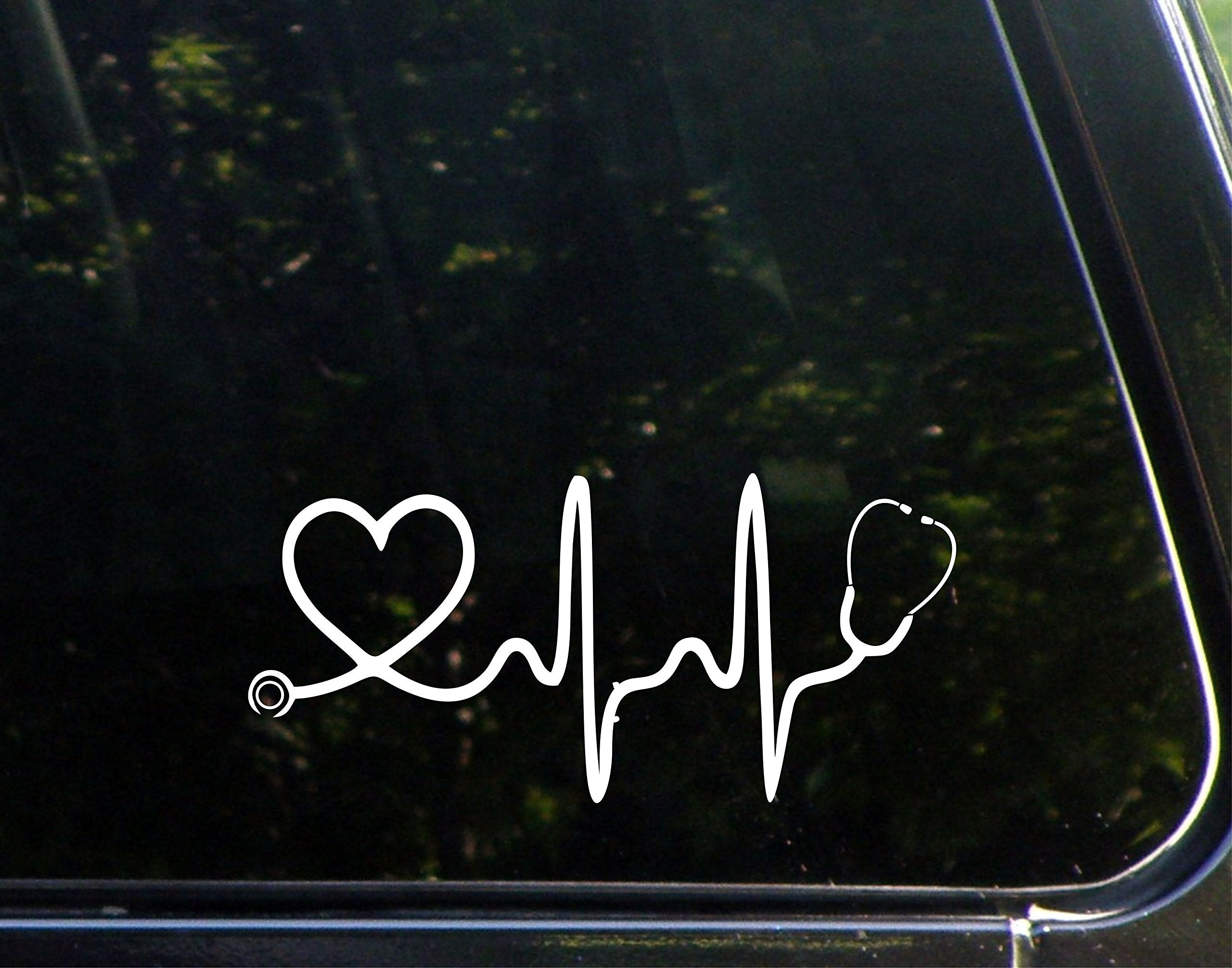 Sweet Tea Decals Stethoscope Big Heart - 8'' x 3 3/4'' - Vinyl Die Cut Decal/Bumper Sticker for Windows, Trucks, Cars, Laptops, 