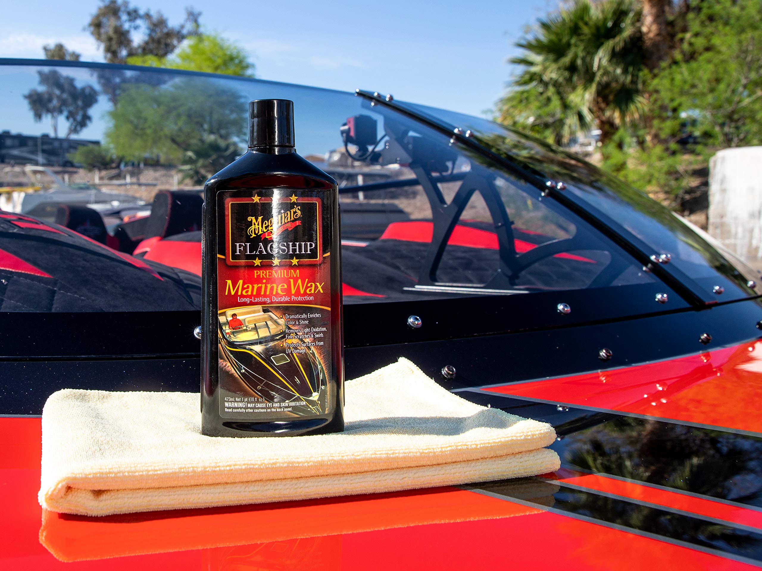 Meguiar'S Flagship Premium Marine Wax M6316 - Synthetic Rv And Boat Wax - Durable Fiberglass And Gel Coat Protection For A Long-Lasting Shine - Professional-Grade Wax With Uv Protection, 16 Oz Liquid
