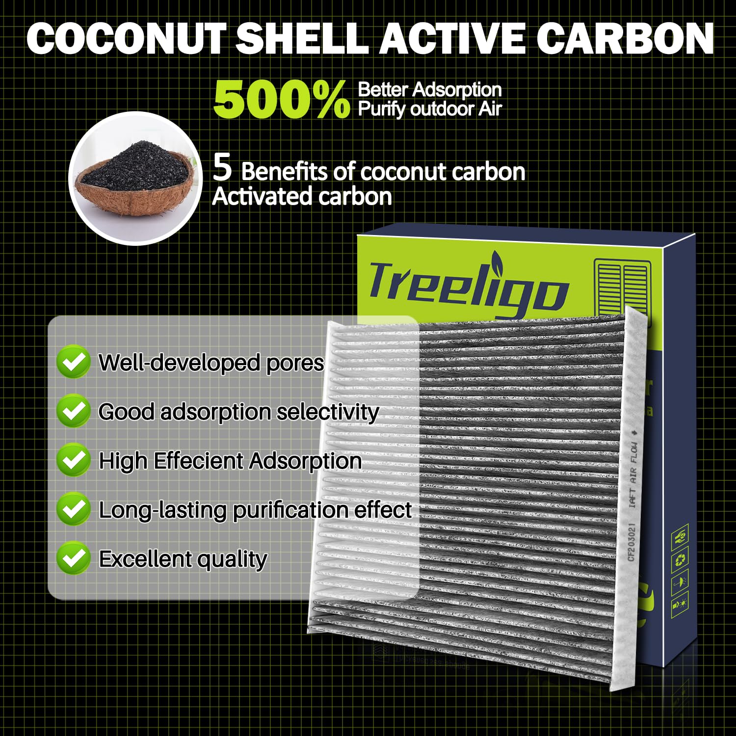 Treeligo Cf11173 Cabin Air Filter Compatible With Nissan Altima (2007-2012), Maxima(2009-2014), Murano(2009-2014), Quest(2011-20