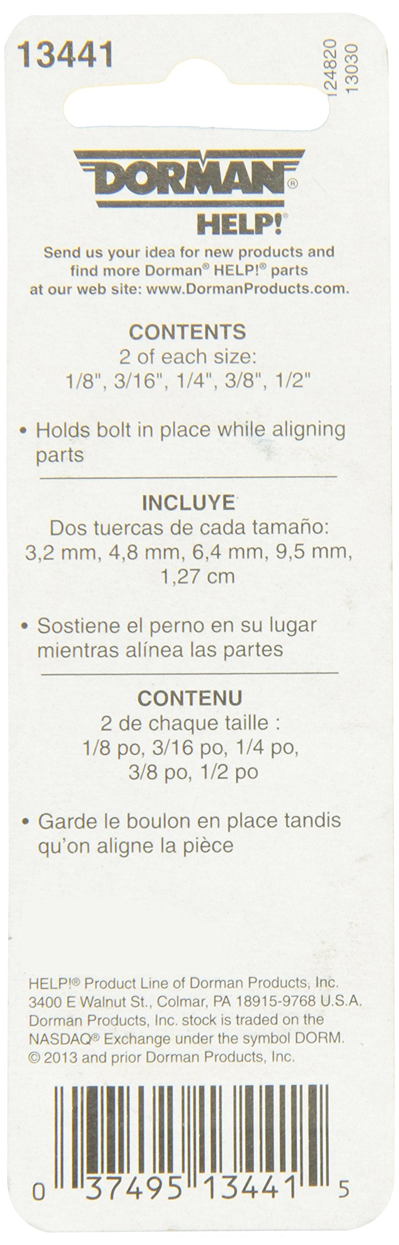 Dorman 13441: Push Nut Assortment - 2 Each 1/8,3/16,1/4,3/8,1/2 In.