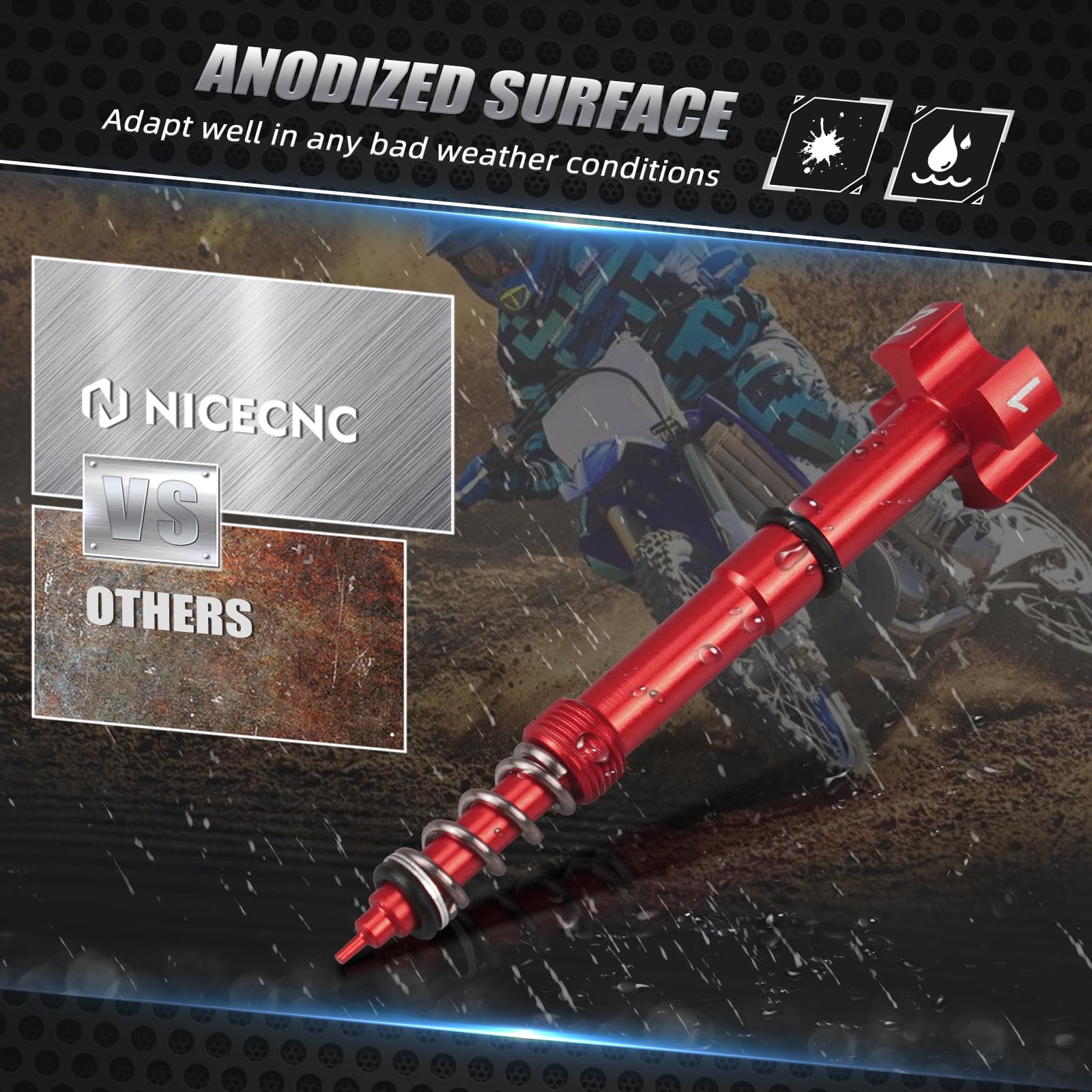 Nicecnc Red Universal Air/Fuel Mixture Screw Adjuster Keihin Fcr Carb Motorcycle Compatible With Honda Yamaha Kawasaki Suzuki Cr