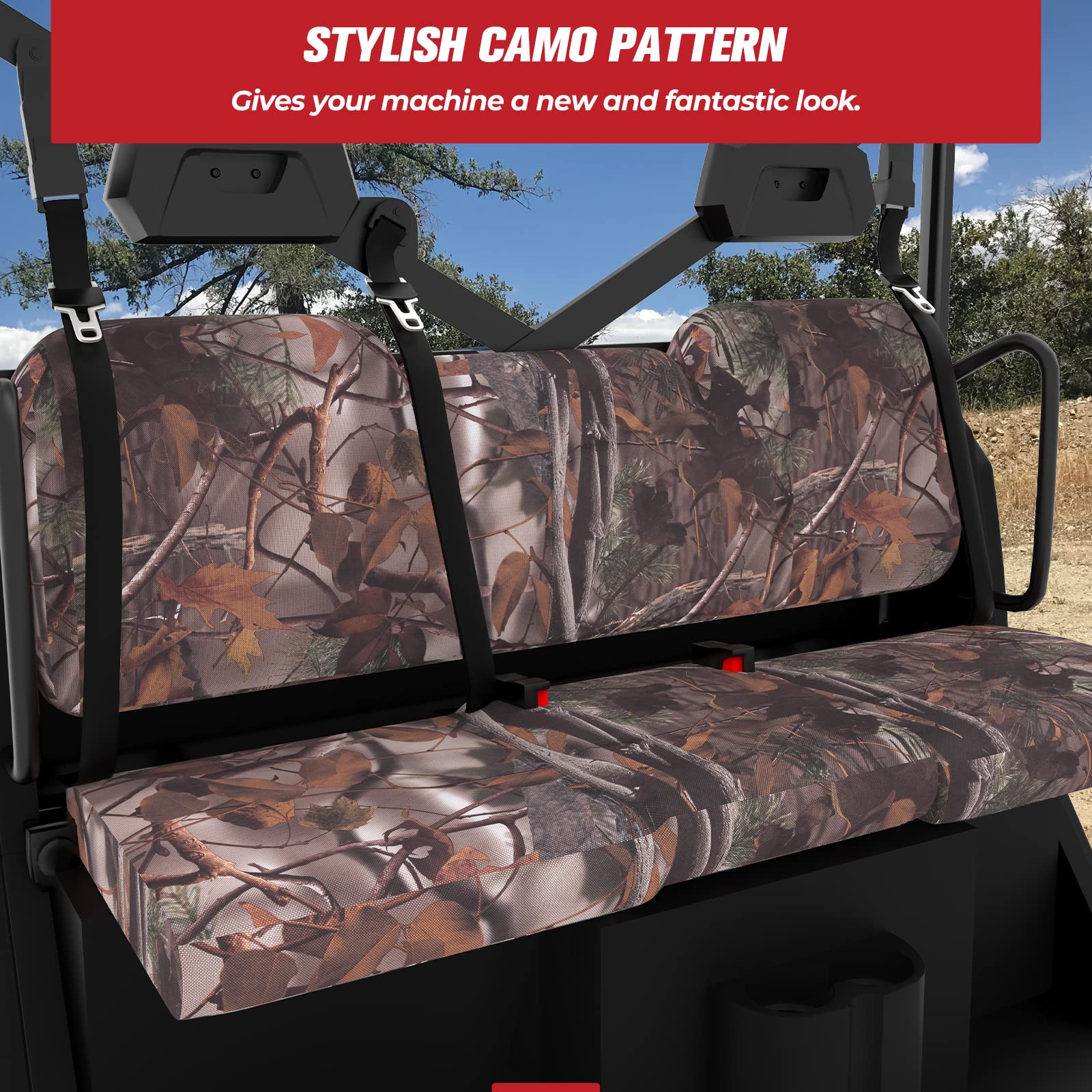 Kemimoto 1680D Utv Seat Covers Set Camo Compatible With Polaris Ranger 1000 2020-2025, Polaris Ranger Xp 1000 2017-2021, Oxford