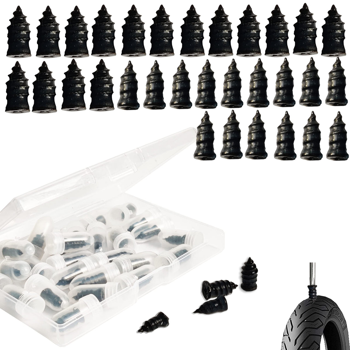 30 Pcs Tire Repair Rubber Nail, Tire Repair Nail Tire Repair Rubber Screws Fast Tool Self-Service Tire Repair Nail Vacuum Tire R