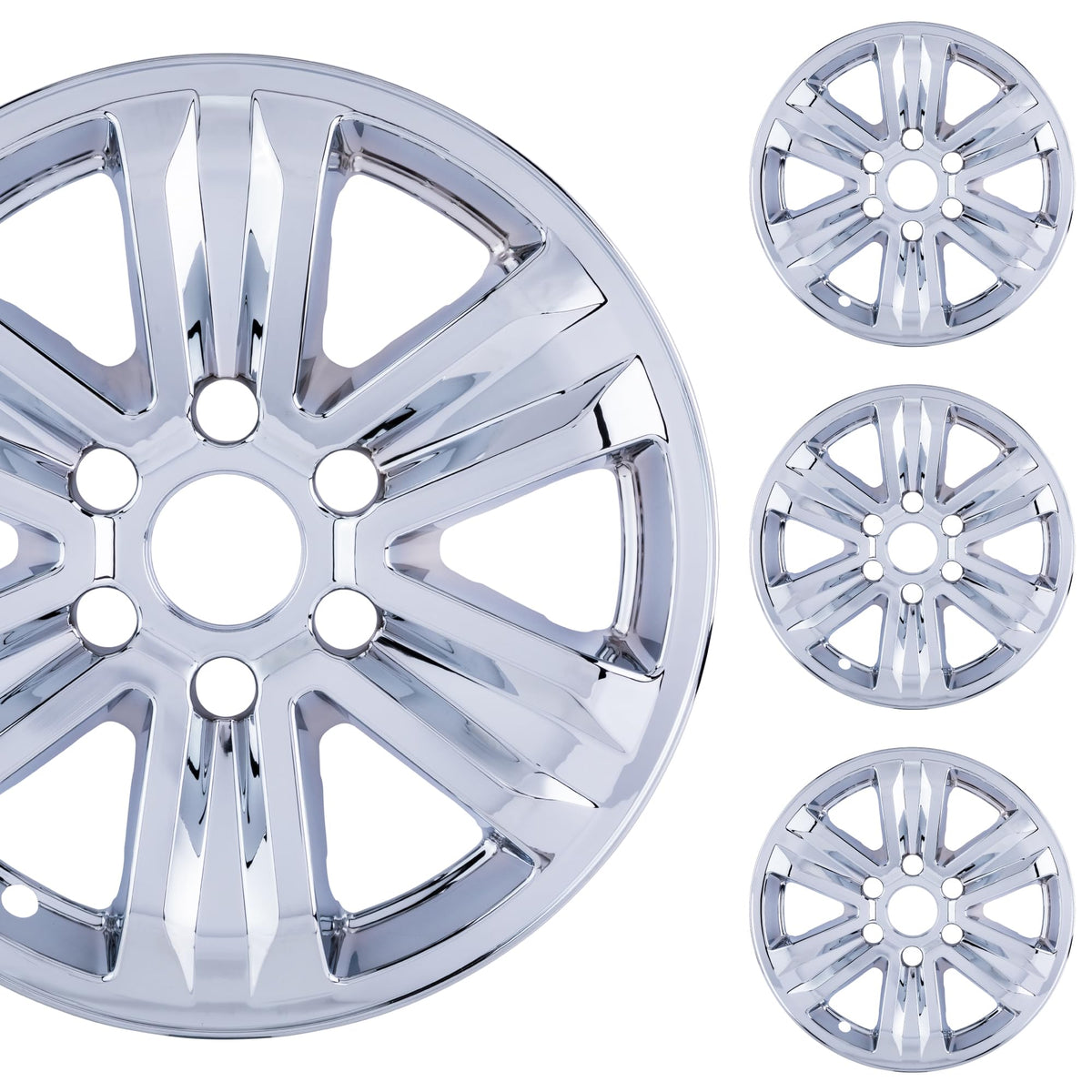 Pacrim 17'' Chrome Wheel Skin Set Made For Ford F-150 (2015-2020) | Durable Abs Plastic Cover Hubcap | Fits Directly Over Oem Wh