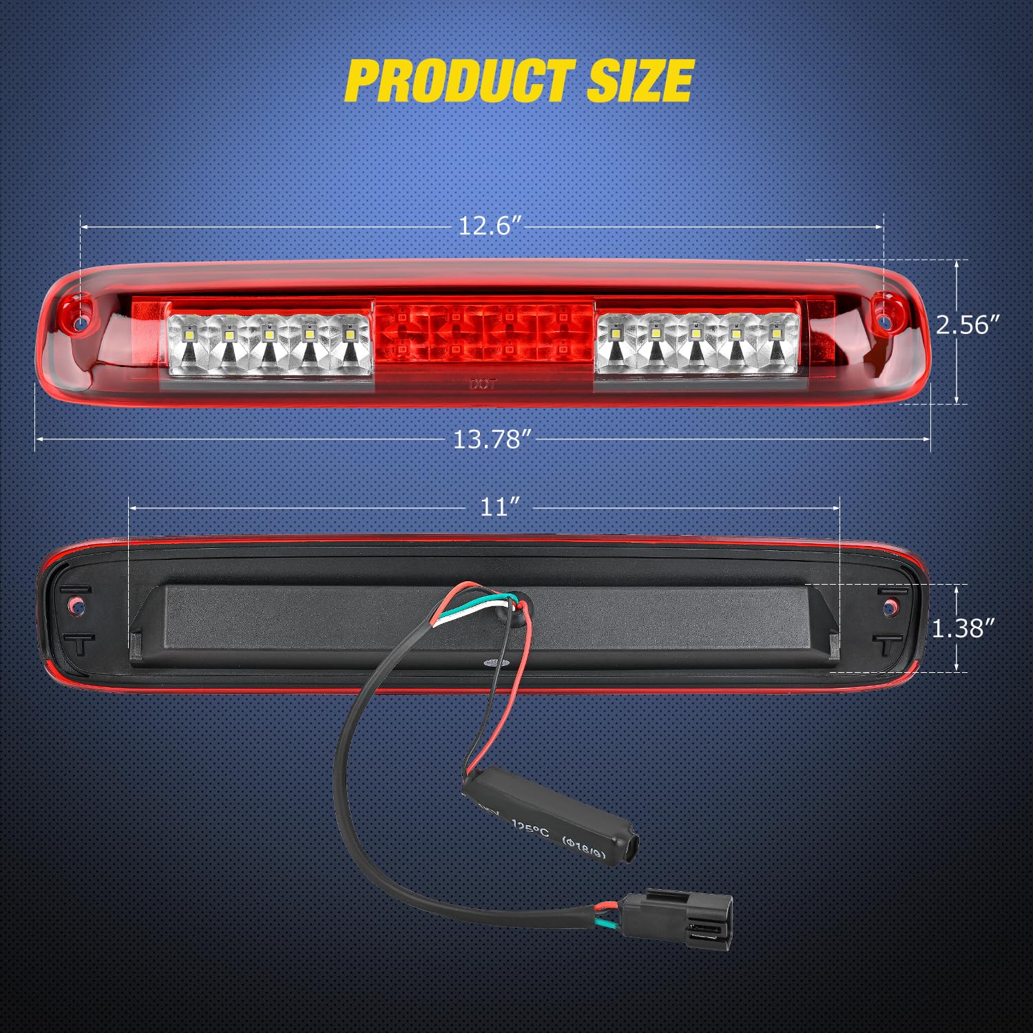 Nilight Third Brake Light Tail High Mount 3Rd Stop Cargo Reverse Led Lights Red Shell For Chevy Silverado Gmc Sierra 1500 2500 3