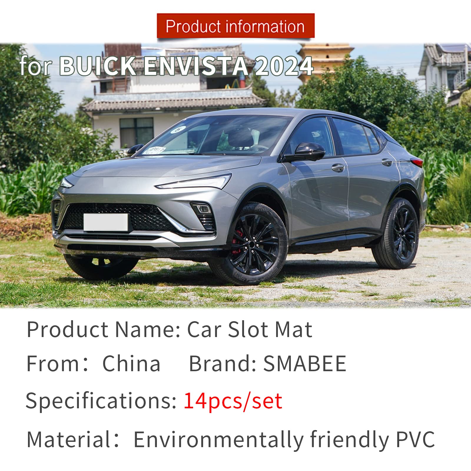 Smabee Cup Holder Inserts For Buick Envista 2024 2025 Center Console Liners Door Slot Mats Door Pocket Liners For 2025 Envista Accessories Interior (White)