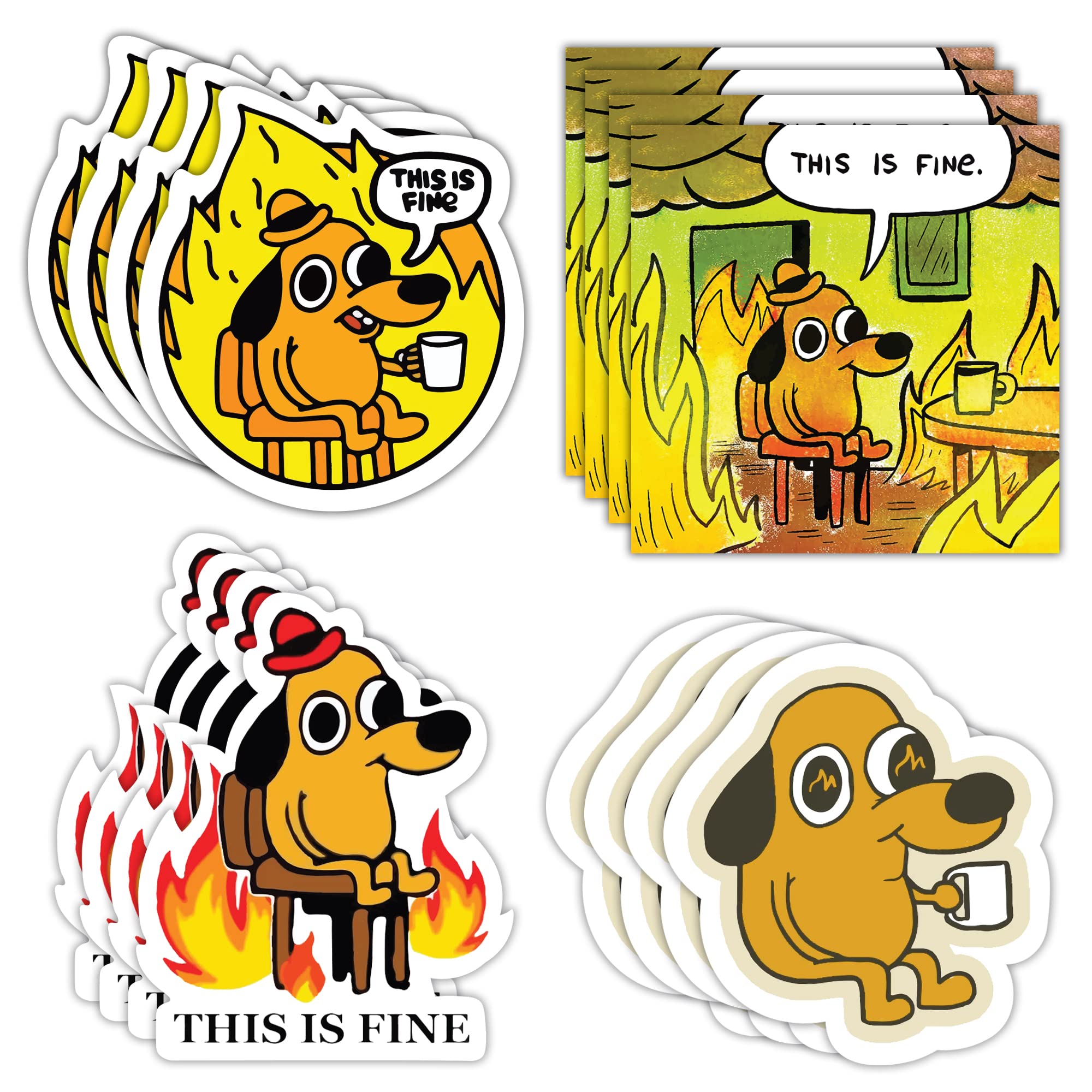 GRITKULTURE This is Fine Morale Meme Sticker Assorted 16 Pack for Cars, Trucks, Windows, Scrapbooking, Laptop in Support of Mili