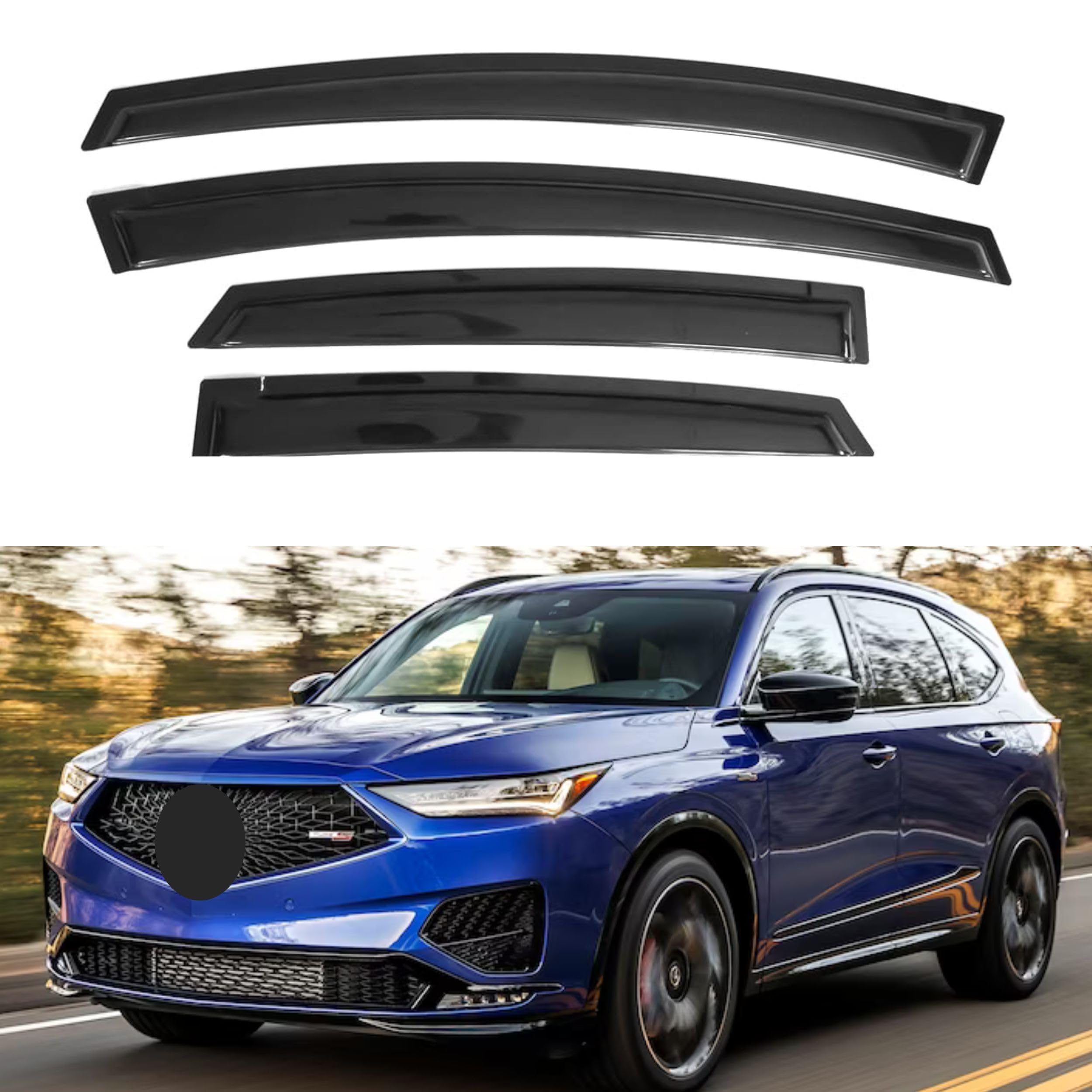 Ig Window Visor For Acura Mdx 2022-2024, Rain Guard Tape-On Extra Durable Sun Wind Side Vent Window Deflector, 2022 2023 2024