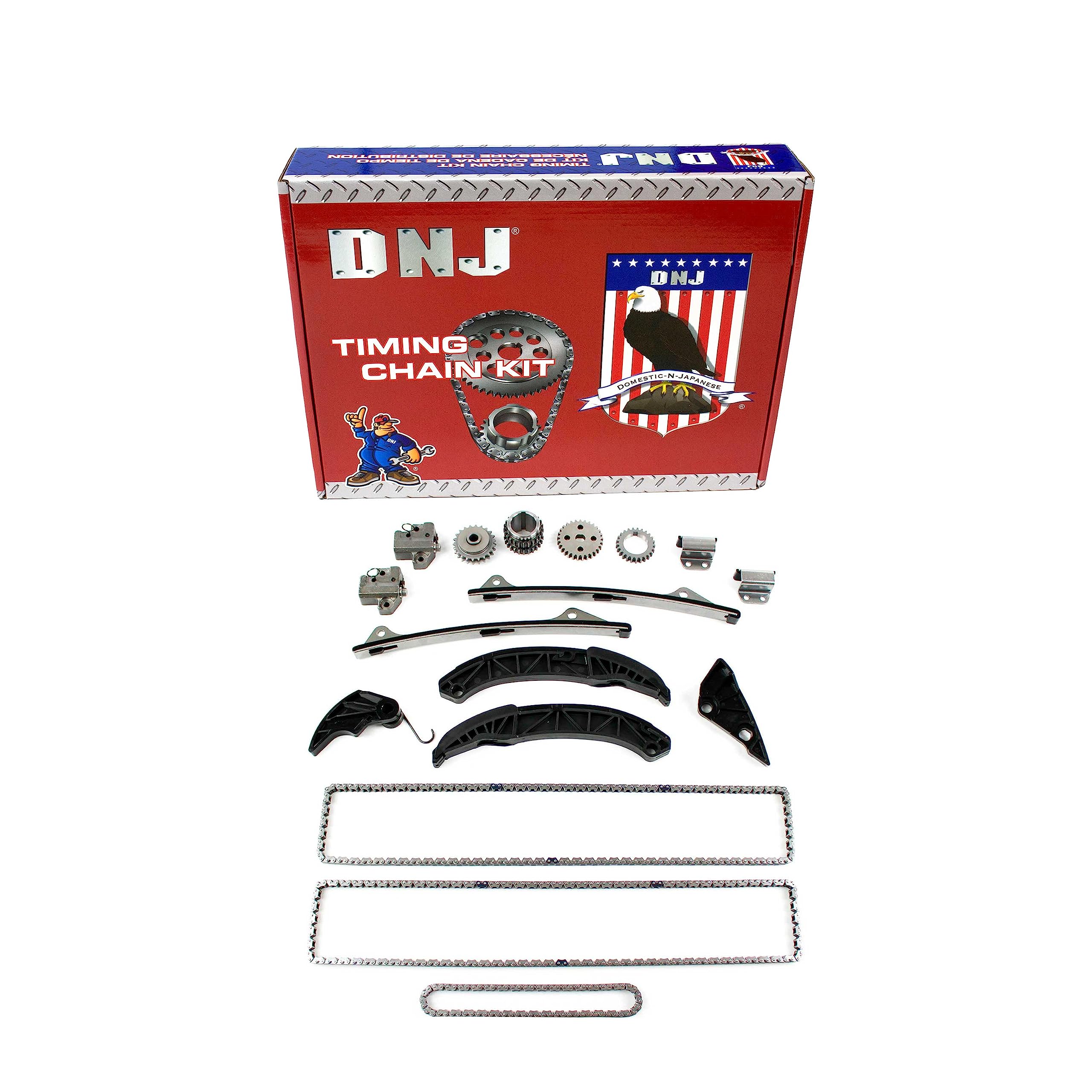 DNJ TK174A Timing Chain Kit for 2006-2015 Hyundai, Kia/Borrego, Genesis, Genesis Coupe, Santa Fe, Sedona, Sonata, Sorento 3.3L, 