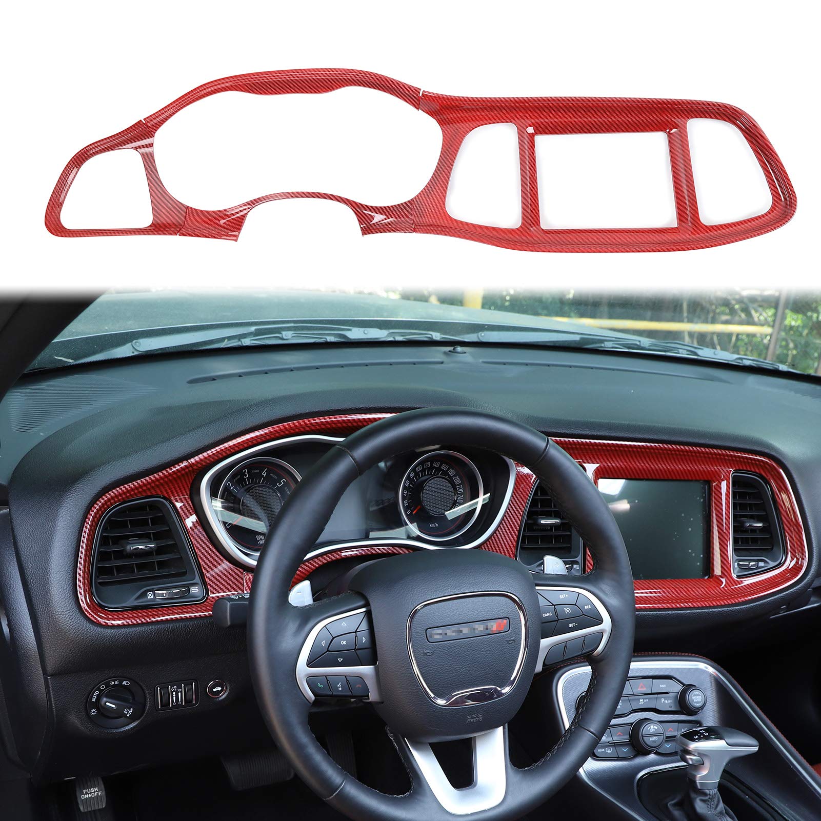 Voodonala For Challenger Center Consoles Dash Board Protecter Cover Trim For 2015-2024+ Dodge Challenger Interior Accessories, A