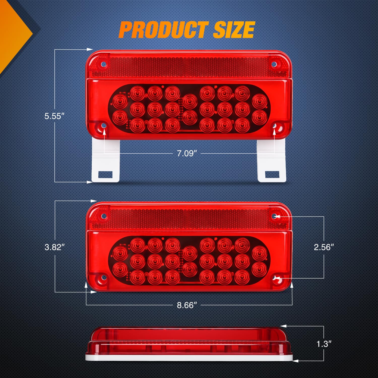 Nilight Rv Tail Light 2Pcs 54 Led White License Plate Lights Red Running Stop Brake Turn Signals Surface Mount Waterproof Tailli