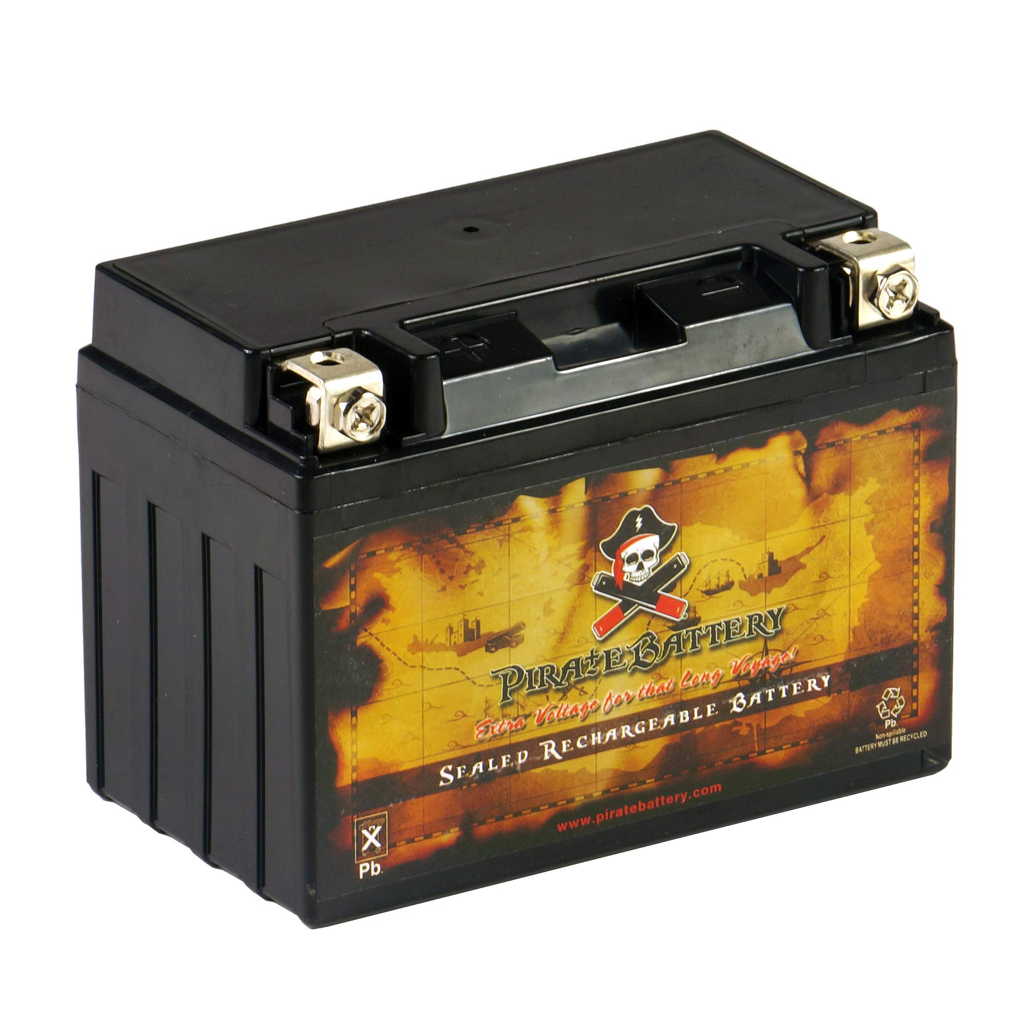 Pirate Battery 12-Bs Maintenance-Free 12V 12Ah Battery Replacement For Atv, Motorcycle, Jet Skis, Scooter, Utv, And More - Nut A