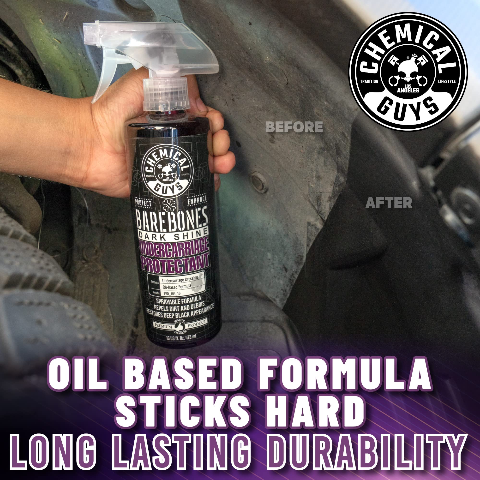 Chemical Guys Tvd_104_1602 Bare Bones Premium Dark Shine Spray For Undercarriage, Tires And Trim, Safe For Cars, Trucks, Motorcy