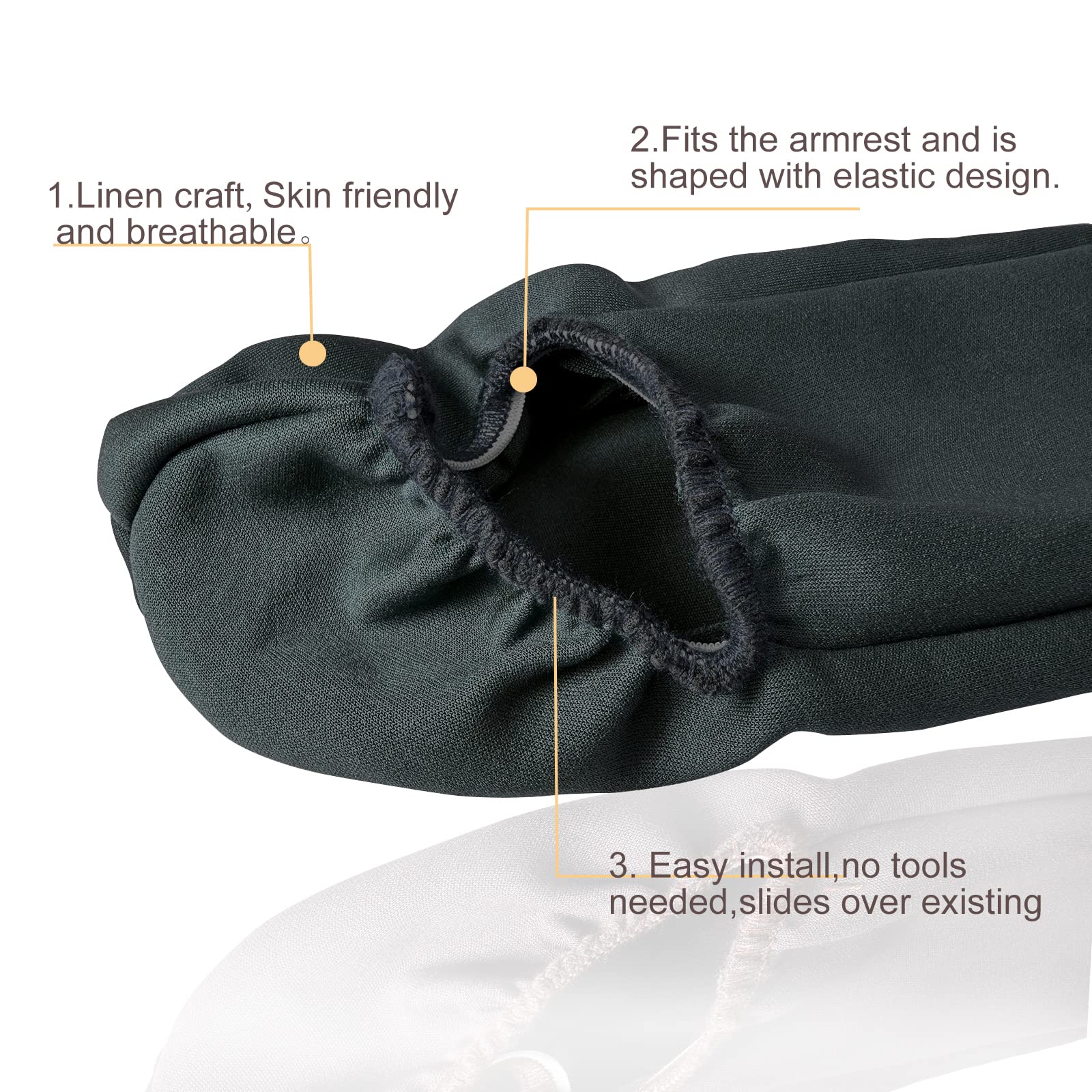 Moyishi Universal Fit Automotive Cloth Fabric Armrest Covers For Cars,Trucks, Suvs, And Vans (Black)